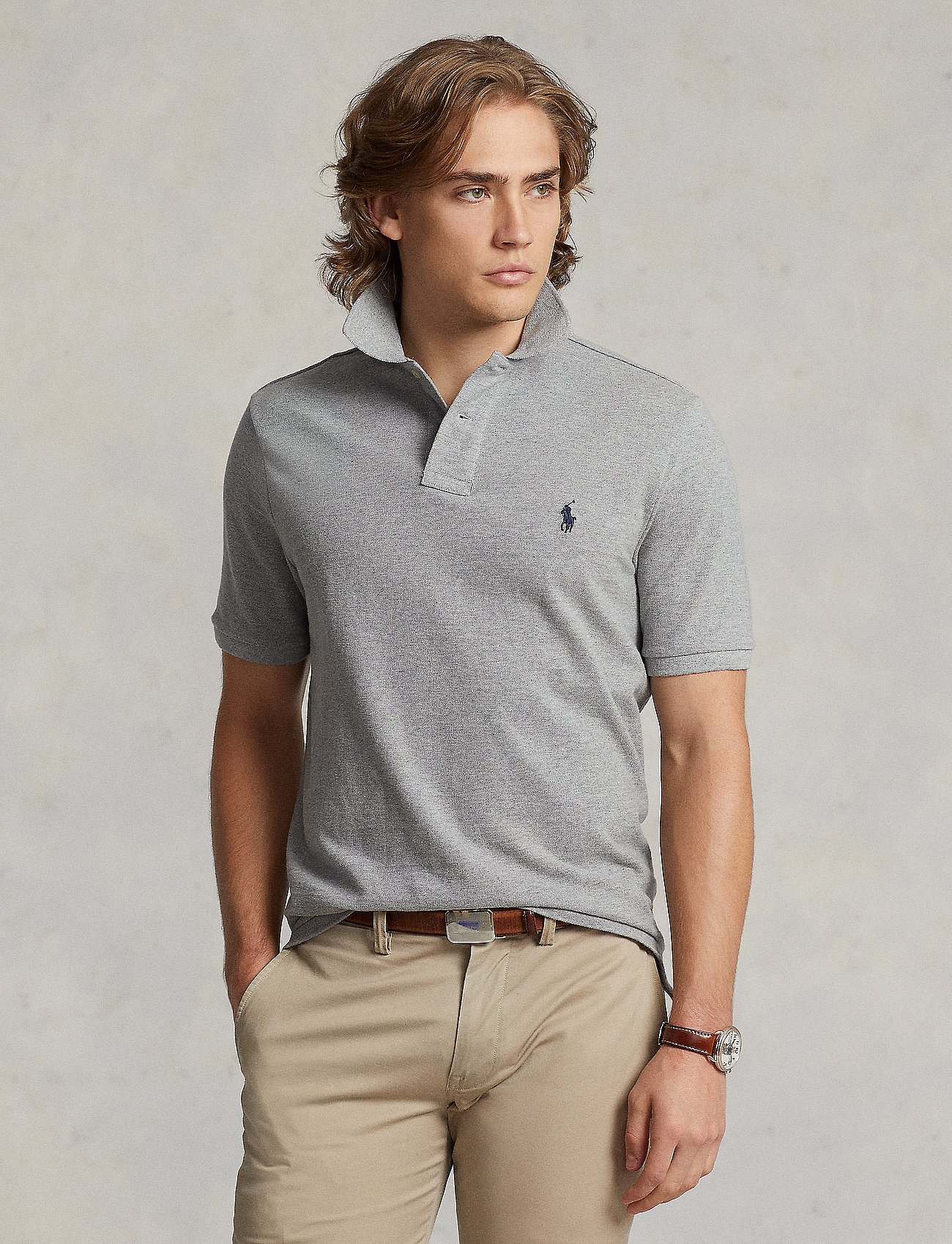 The Iconic Mesh Polo Shirt - ANDOVER HEATHER/C