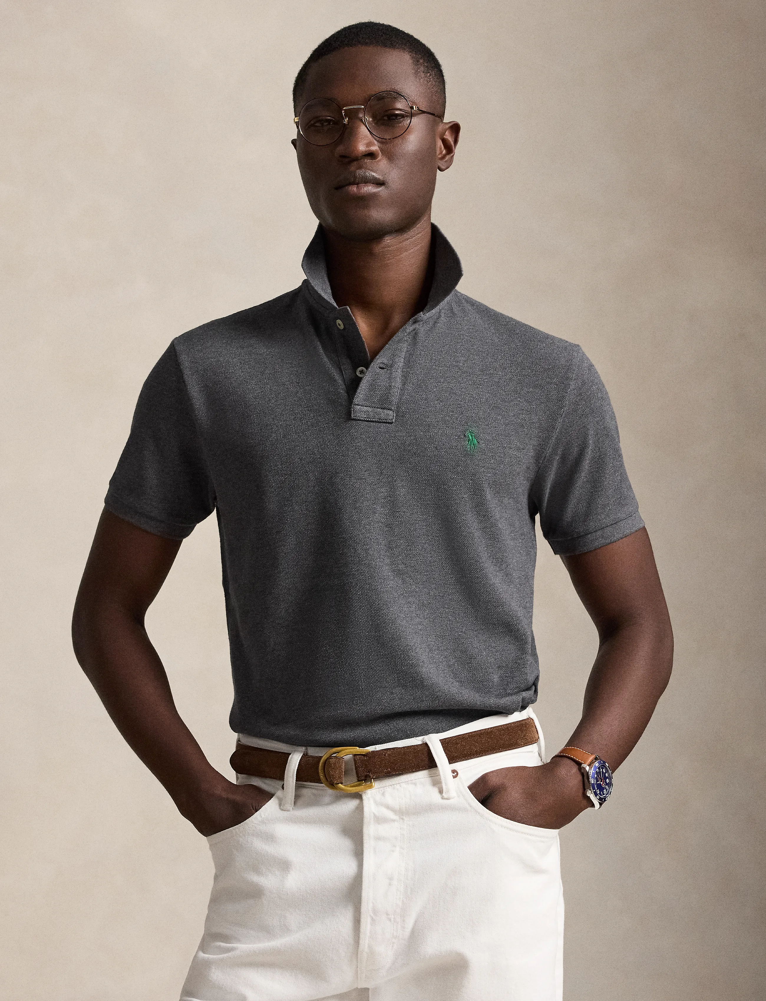 Polo Ralph Lauren BASIC MESH-SSL-KNT - Poloshirts - BARCLAY HEATHER/C / grey