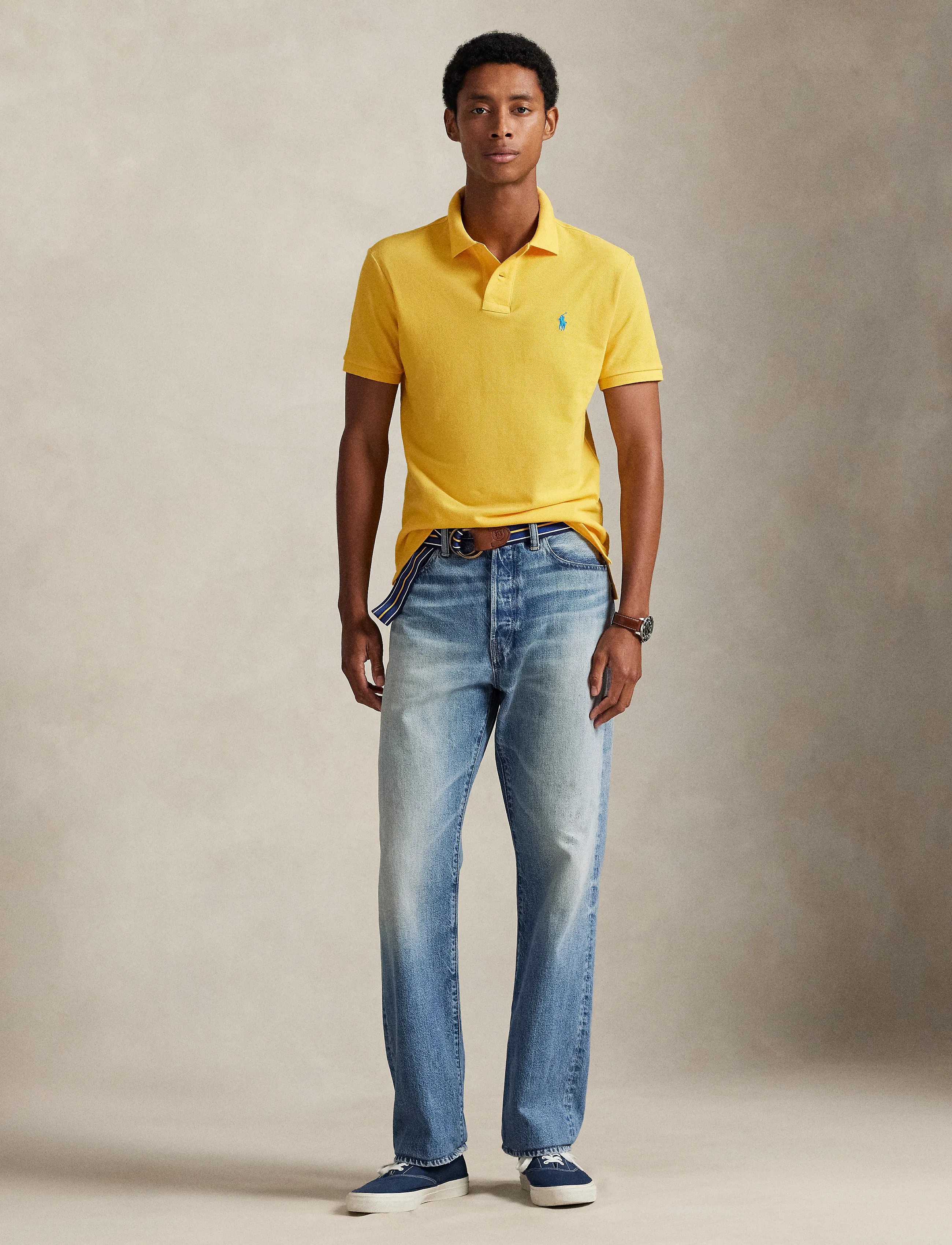 Polo Ralph Lauren - BASIC MESH-SSL-KNT - polo shirts - yellowfin/c7370 - 4