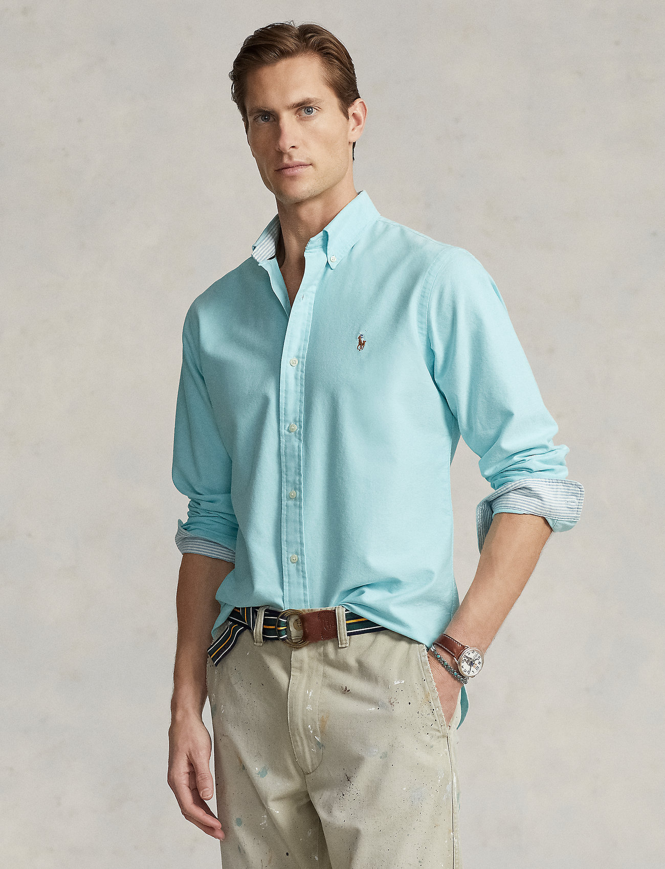 Polo Ralph Lauren - Slim Fit Oxford Shirt - oxford stila krekli - aegean blue - 0