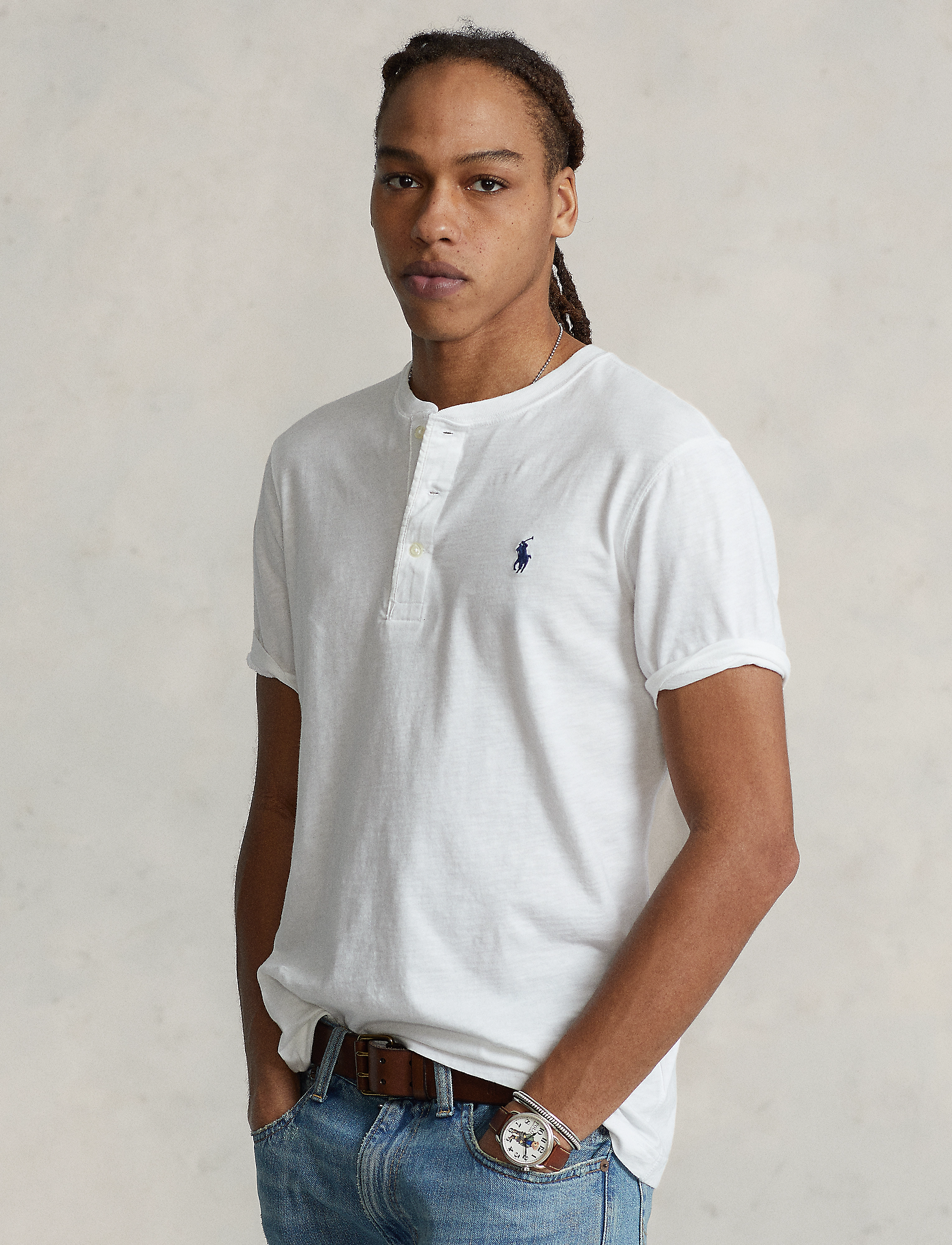 Polo Ralph Lauren - Slub Jersey Henley Shirt - white - 2