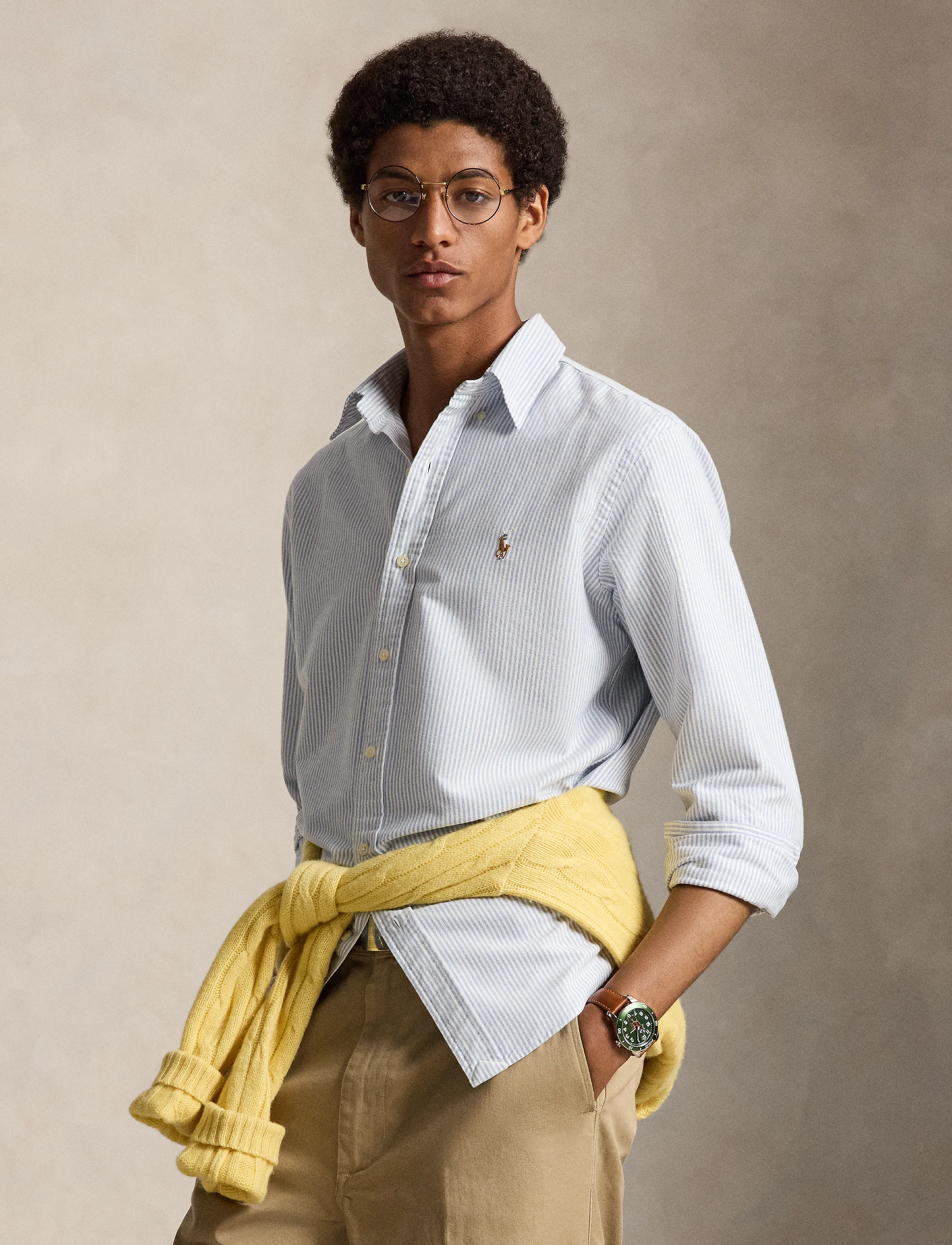 Polo Ralph Lauren Custom Fit Striped Oxford Shirt, M, Blue, Skjorter > Afslappet, Herre