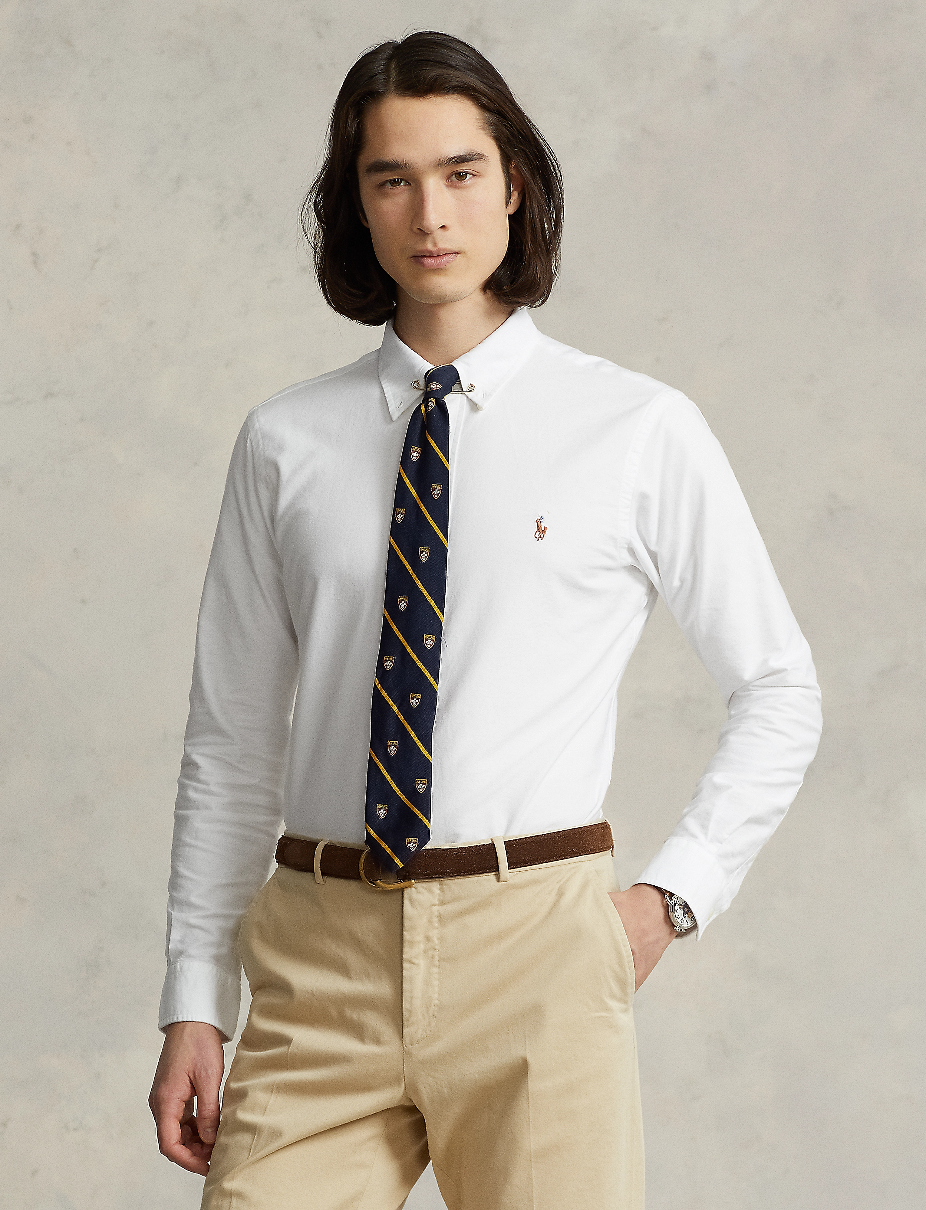 Polo Ralph Lauren Custom Fit Striped Oxford Shirt, XXL, Shirts, Weiß - Casual, Männerswear