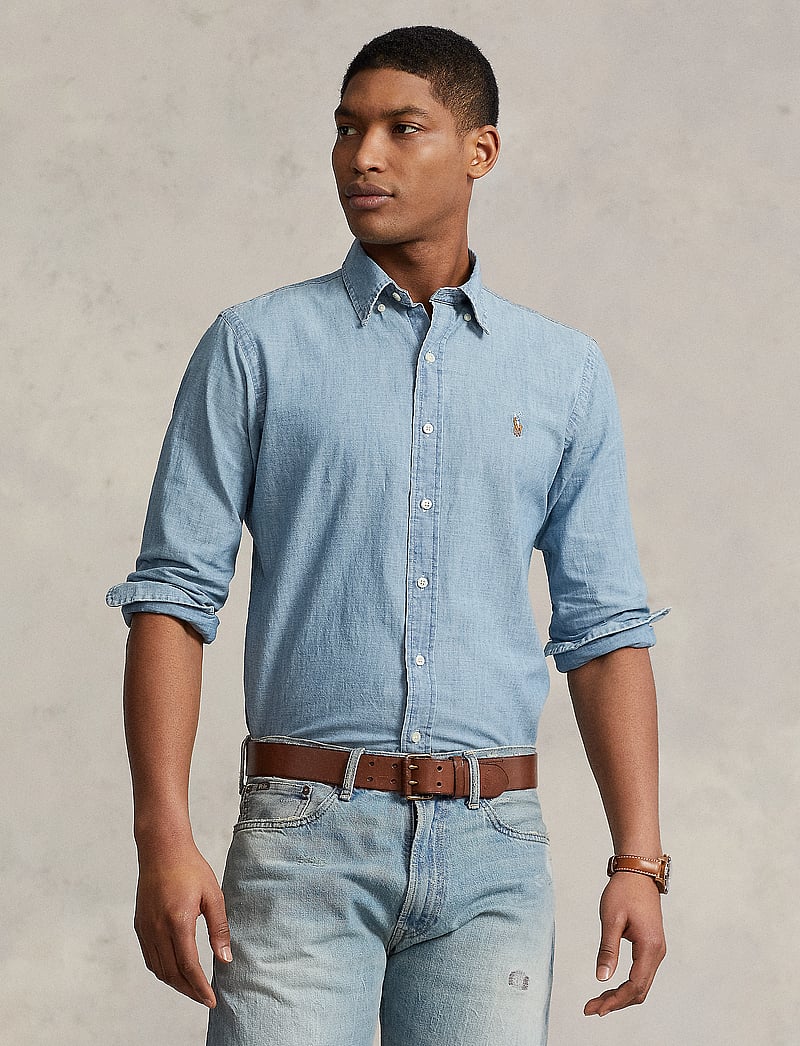 Polo Ralph Lauren - Custom Fit Chambray Shirt - denimskjorter - chambray - 0