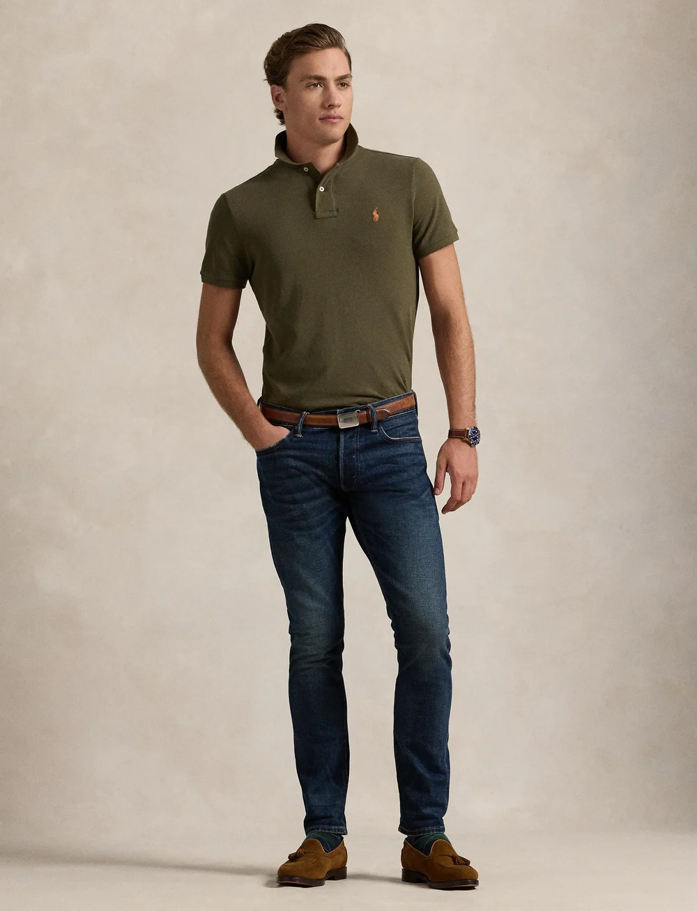 Polo Ralph Lauren - Slim Fit Mesh Polo Shirt - kortærmede poloer - canopy olive/c222 - 0