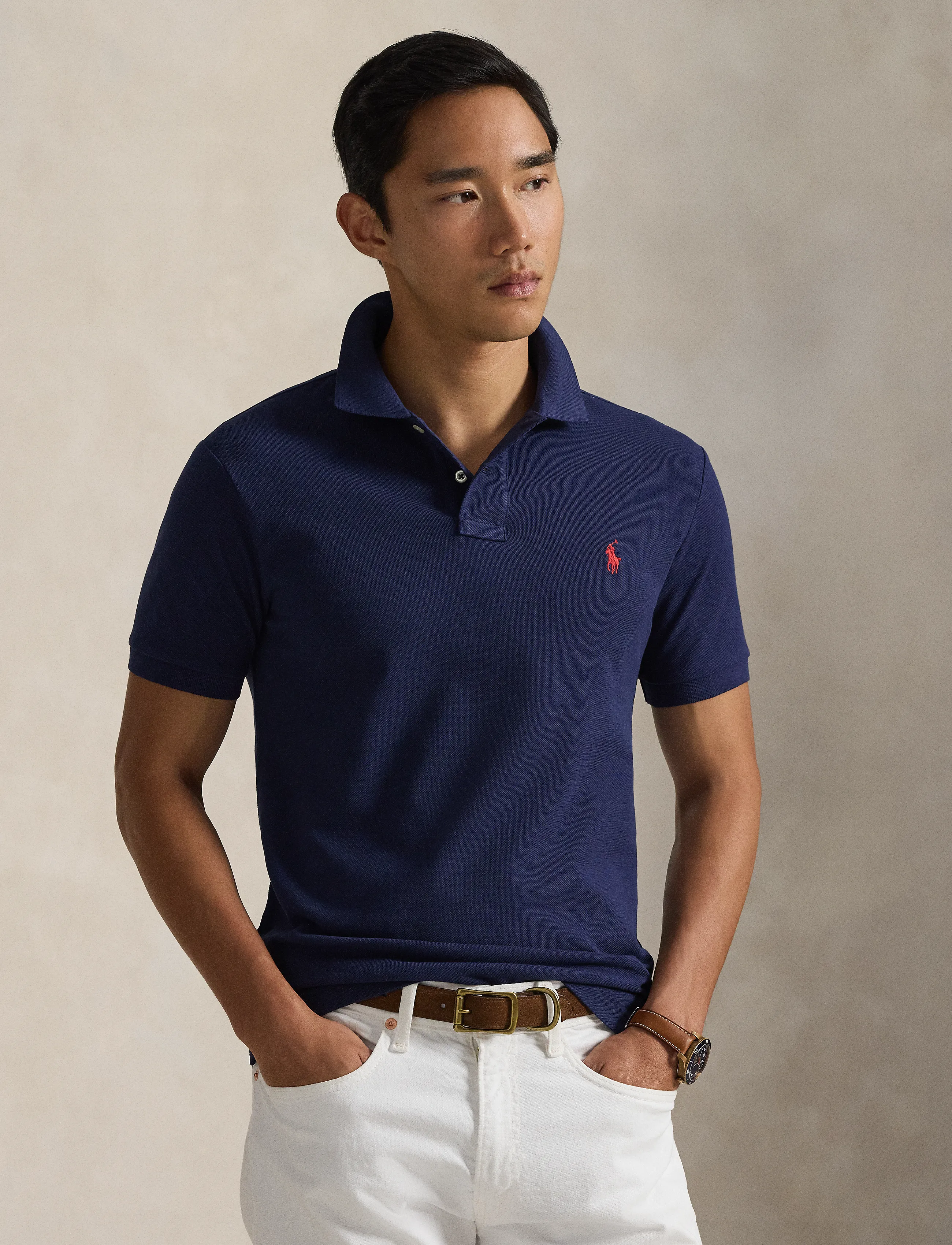 Slim Fit Mesh Polo Shirt
