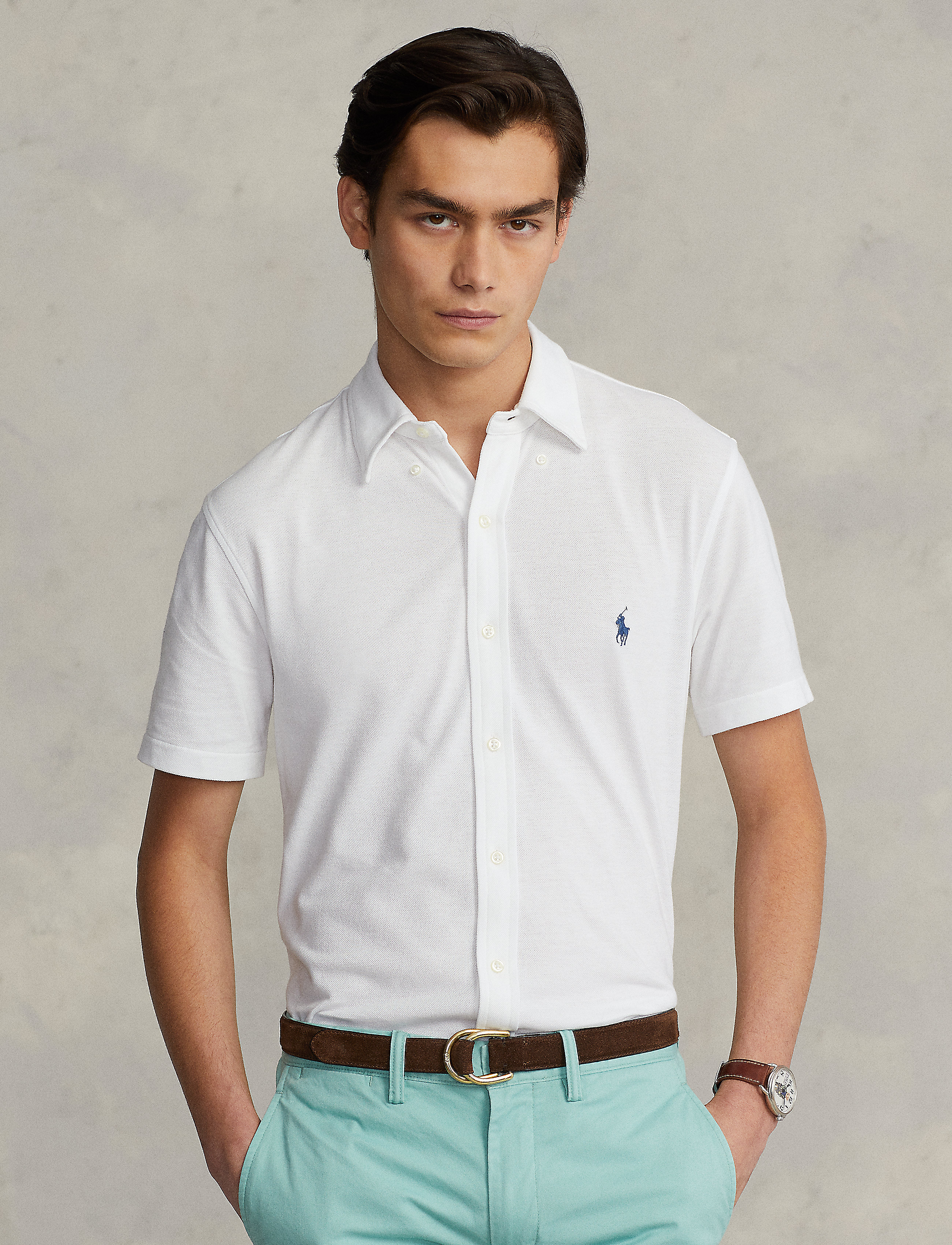 Polo Ralph Lauren Featherweight Mesh Shirt - Kortærmede skjorter - WHITE / white