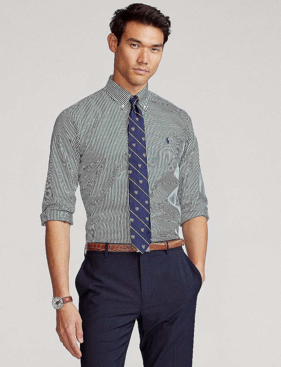 Polo Ralph Lauren - Slim Fit Striped Poplin Shirt - 4655c pine/white - 0