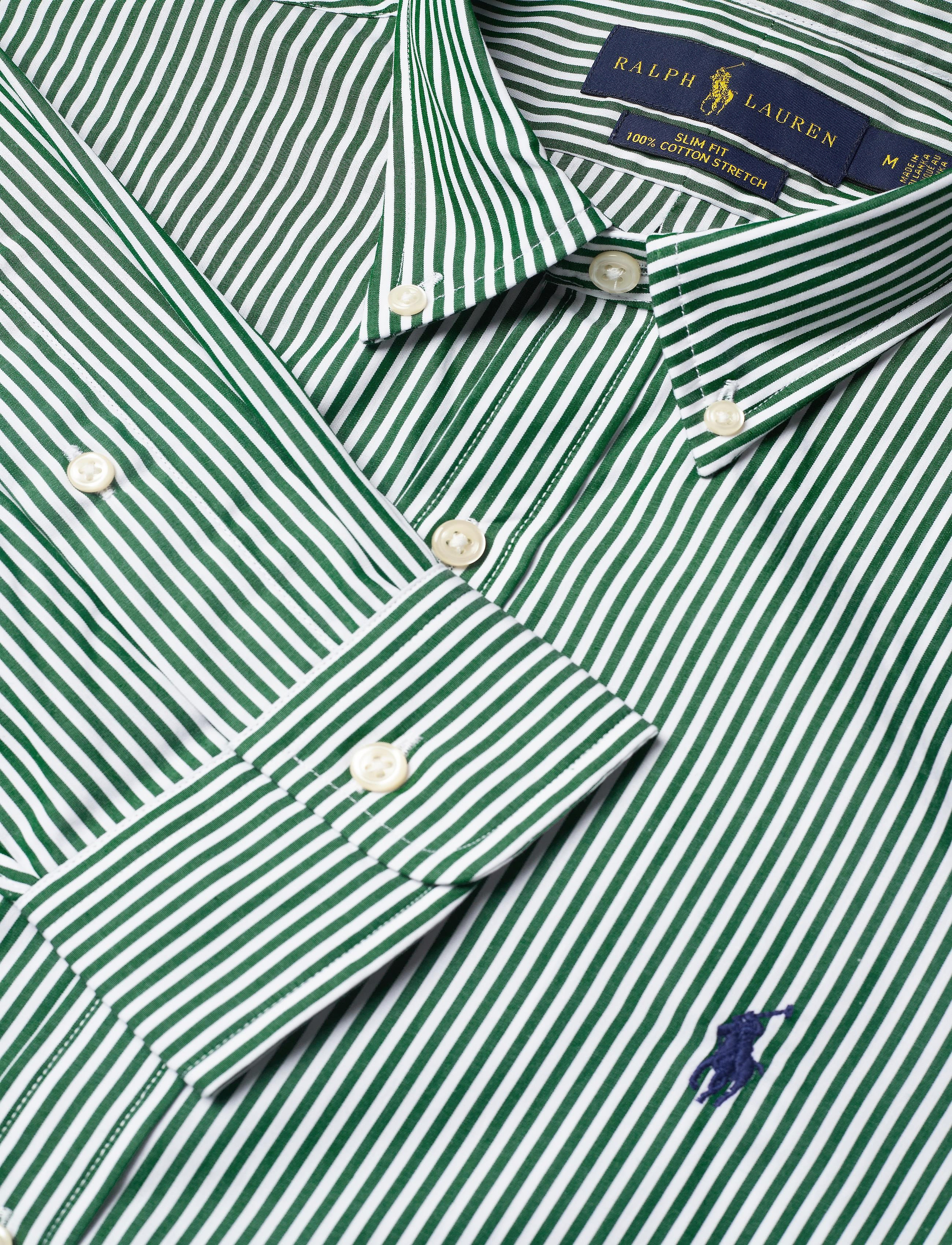 Polo Ralph Lauren - Slim Fit Striped Poplin Shirt - 4655c pine/white - 4