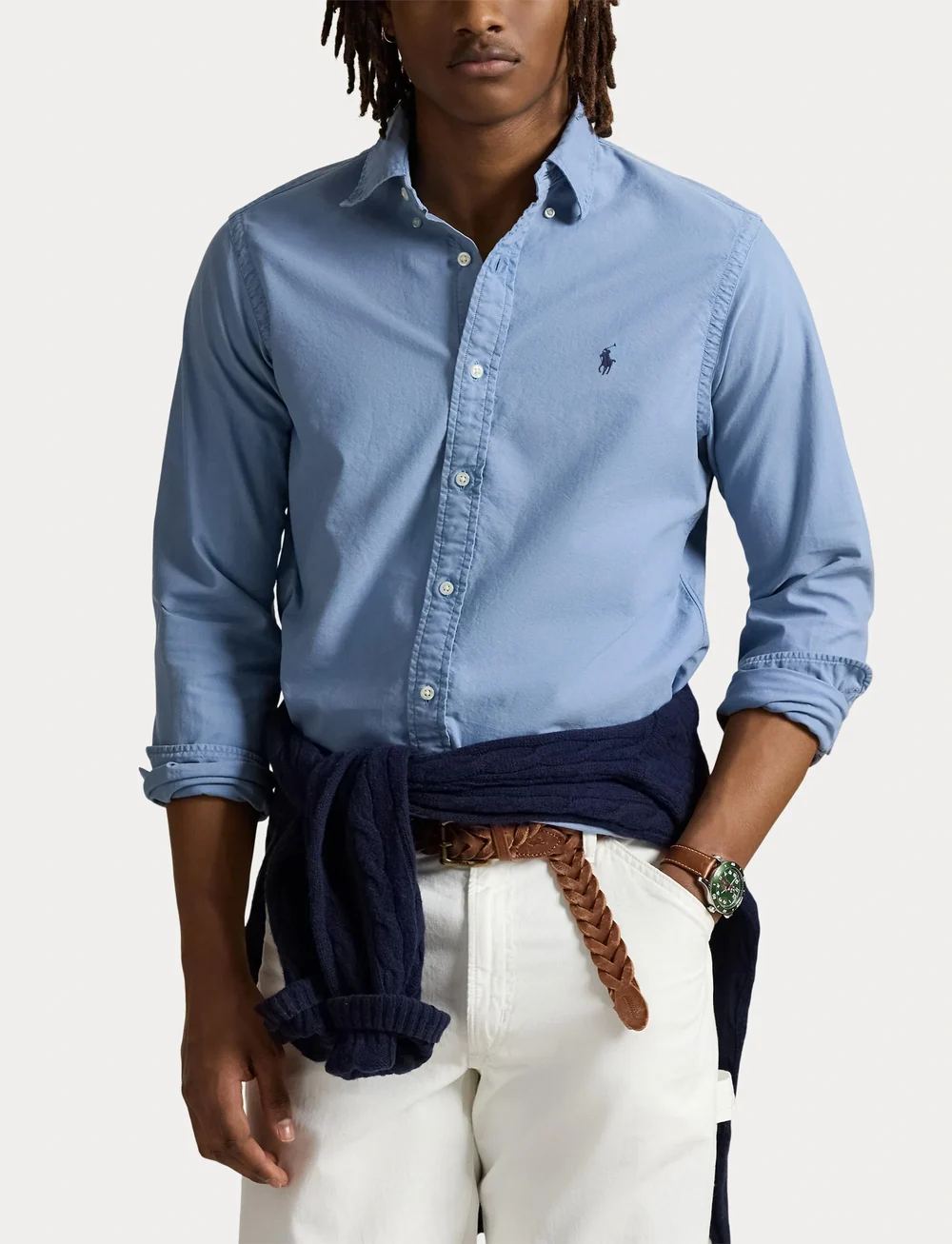 Polo Ralph Lauren - Slim Fit Garment-Dyed Oxford Shirt - basic shirts - channel blue - 5