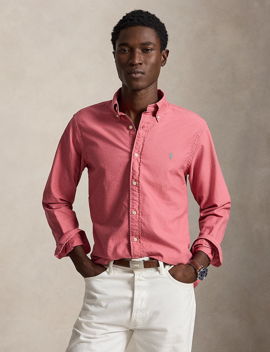 Polo Ralph Lauren - Custom Fit Garment-Dyed Oxford Shirt - oxford skjorter - adirondack berry - 0