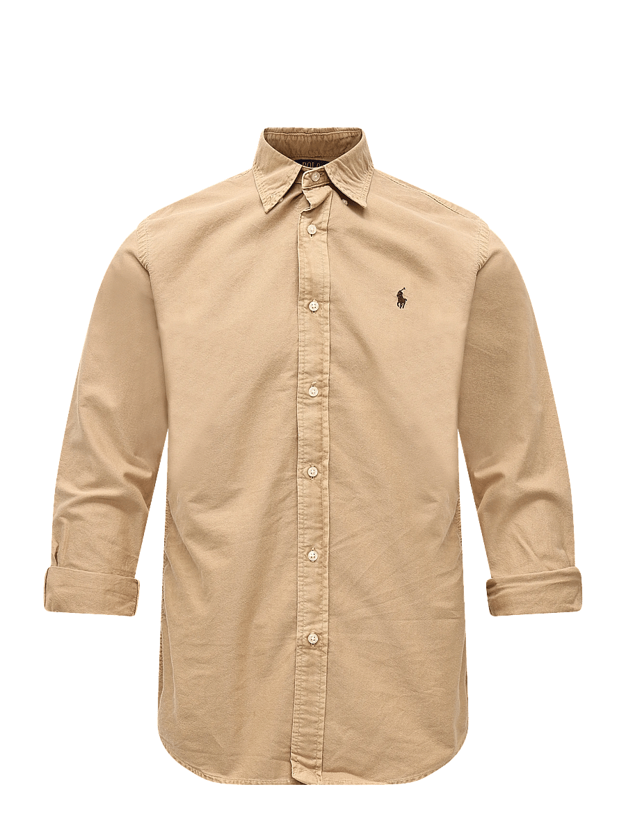 Polo Ralph Lauren - Plaggfärgad oxfordskjorta Custom Fit - oxford-skjortor - classic camel w - 1
