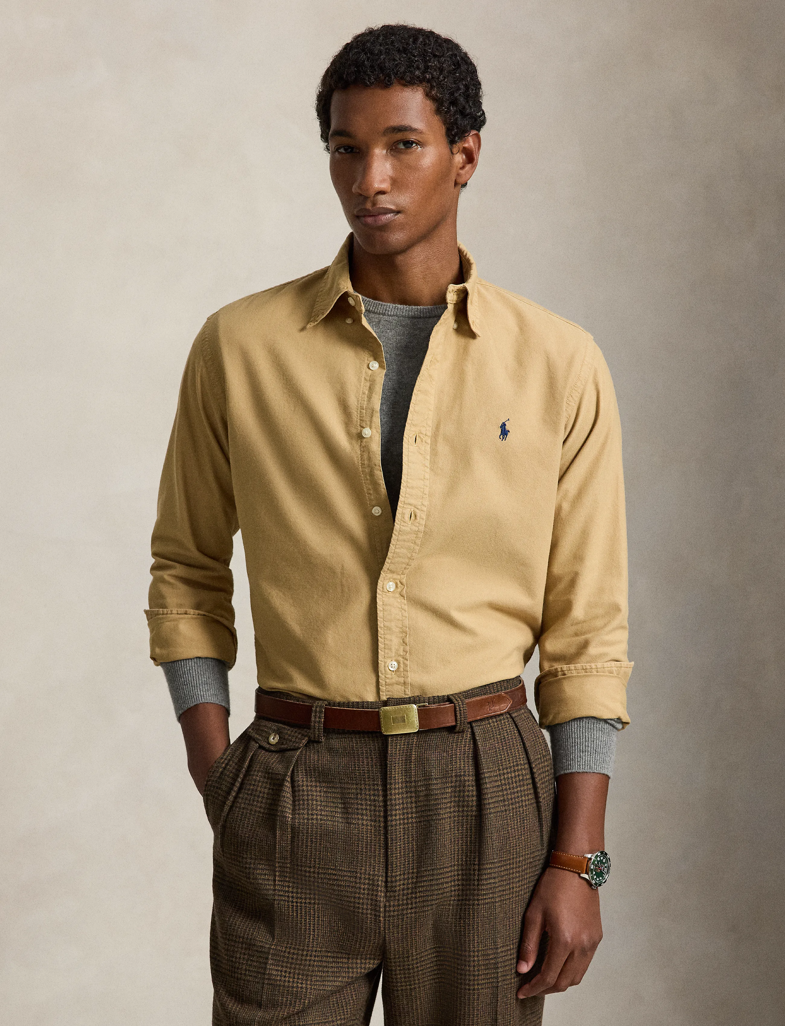 Polo Ralph Lauren Custom Fit Garment-Dyed Oxford Shirt - Särgid - CLASSIC CAMEL W / beige