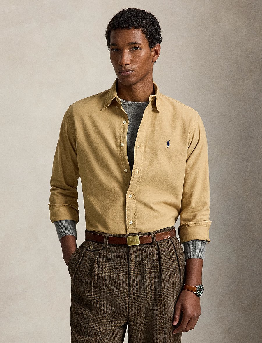 Polo Ralph Lauren - Custom Fit Garment-Dyed Oxford Shirt - oxfordi särgid - classic camel w - 0