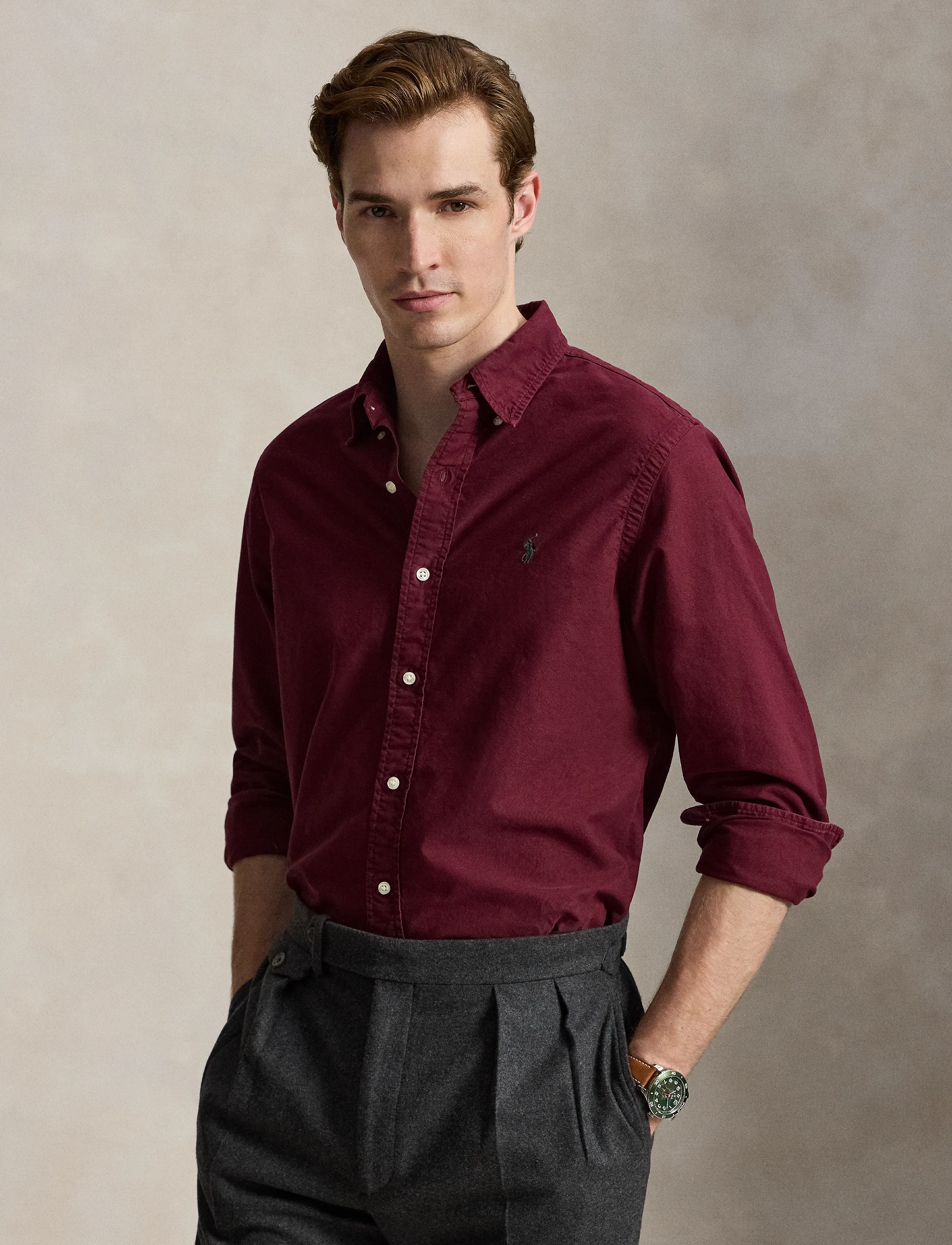 Polo Ralph Lauren - Custom Fit Garment-Dyed Oxford Shirt - oxford-hemden - classic wine/c520 - 5