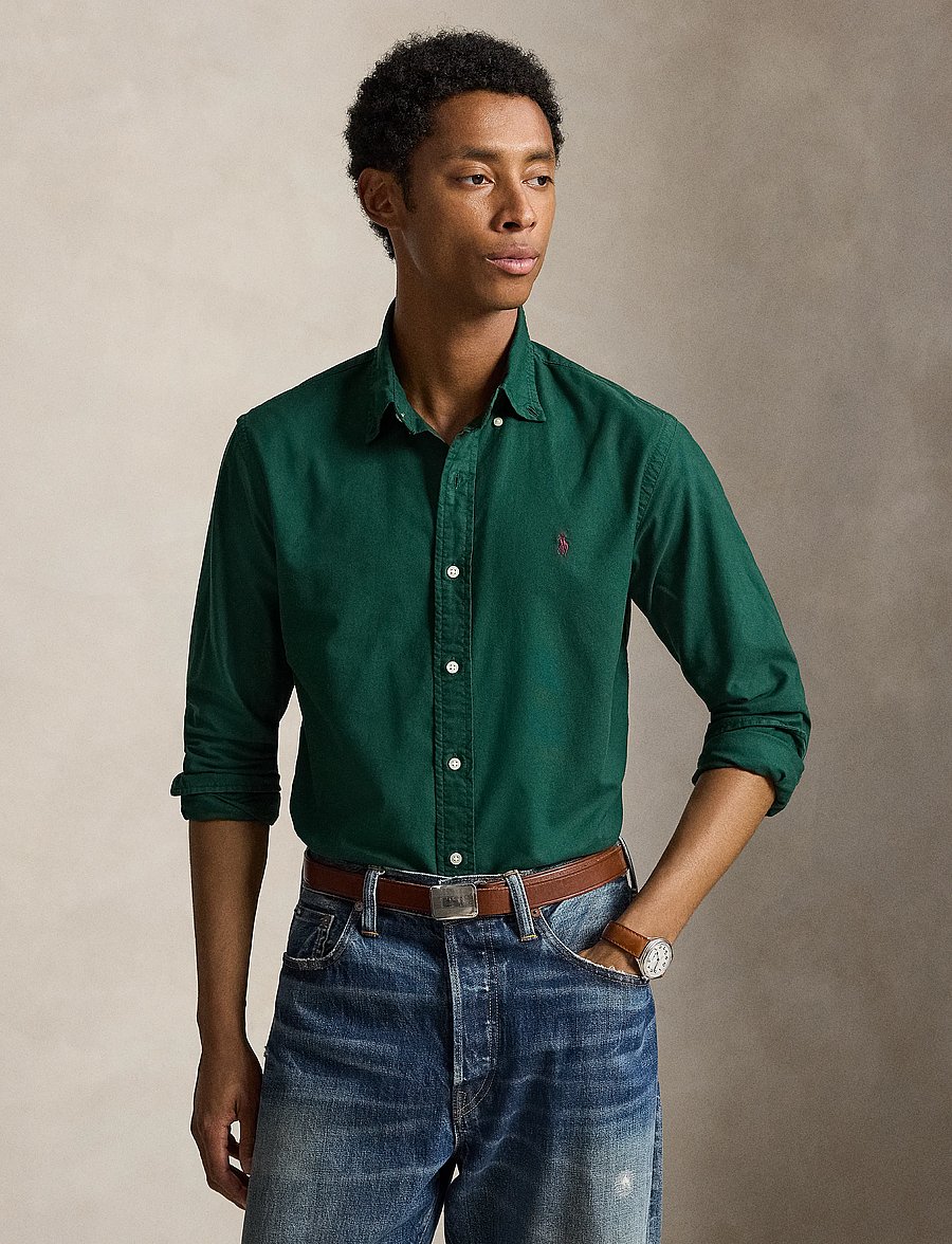 Polo Ralph Lauren - Custom Fit Garment-Dyed Oxford Shirt - oxford shirts - moss agate w/pp - 0