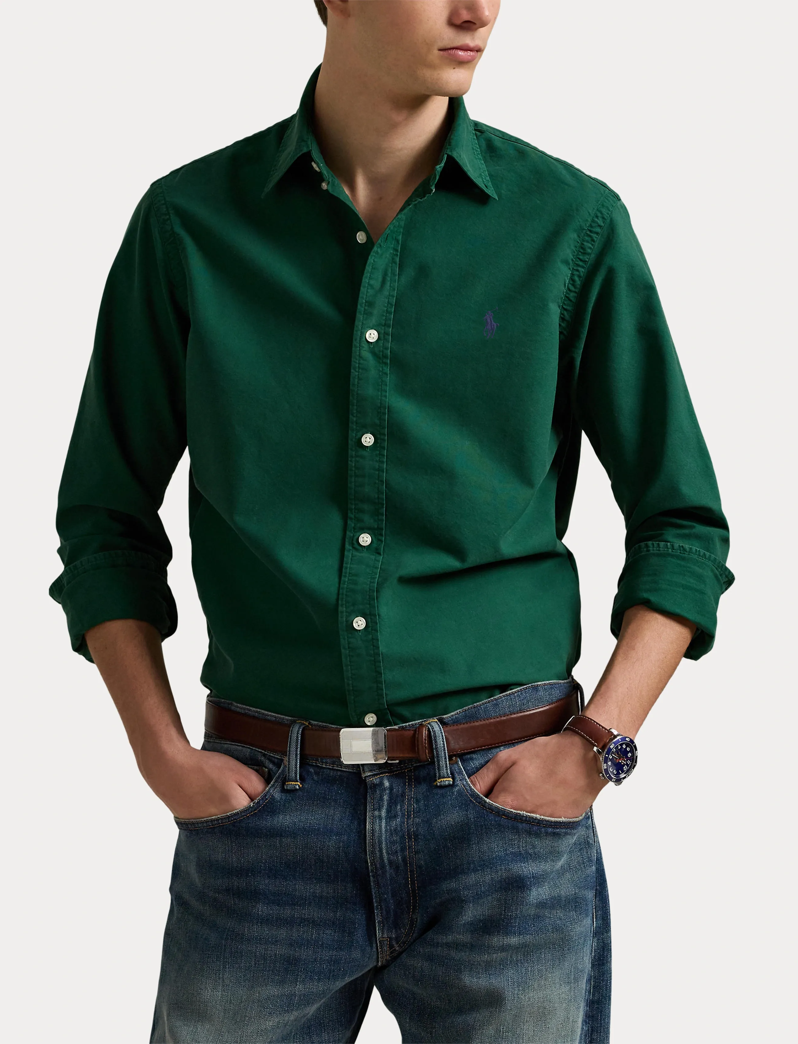 Polo Ralph Lauren - Custom Fit Garment-Dyed Oxford Shirt - oxford skjorter - new forest/fresh - 5