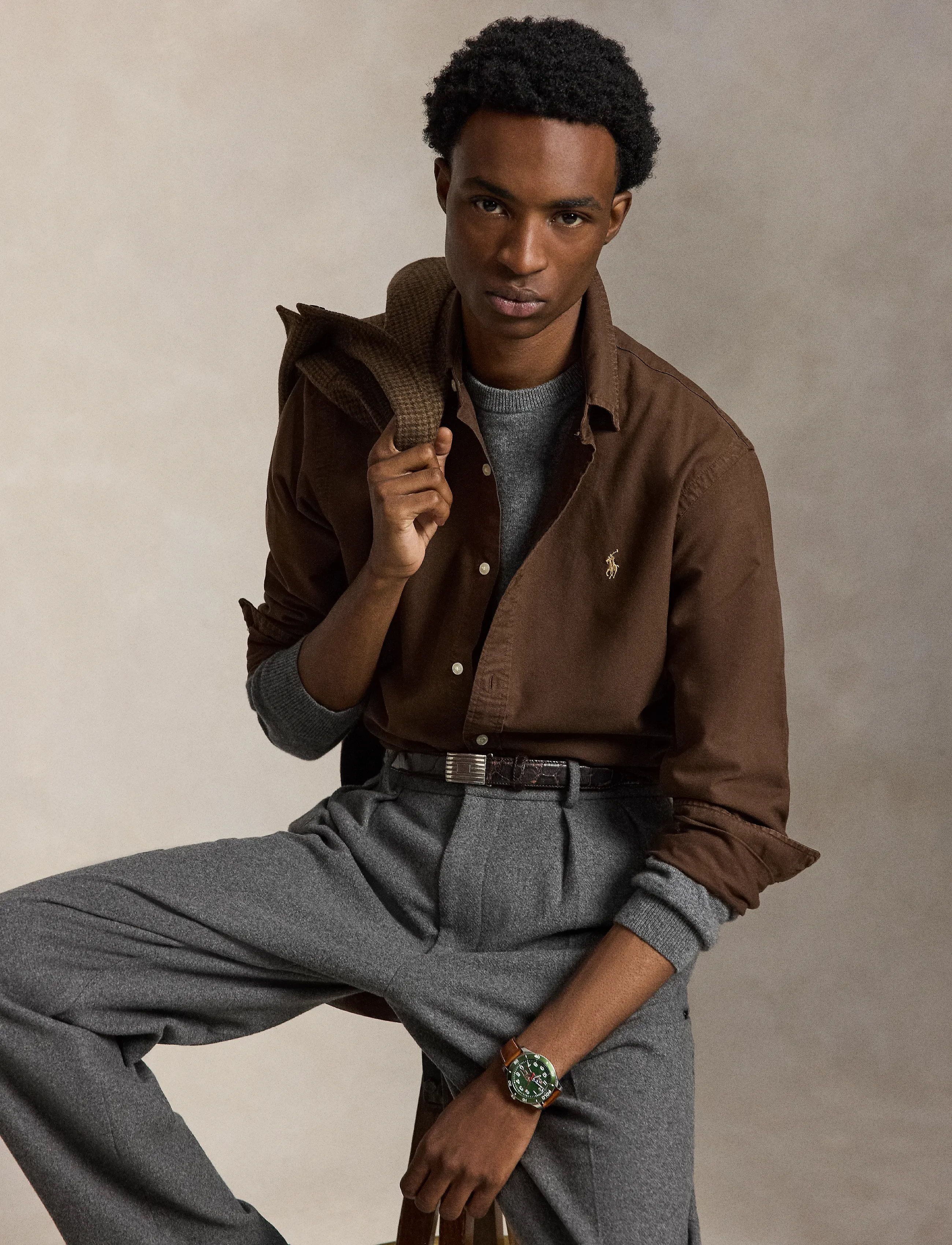 Polo Ralph Lauren Custom Fit Garment-Dyed Oxford Shirt - Kläder - NUTMEG BRWN / brown