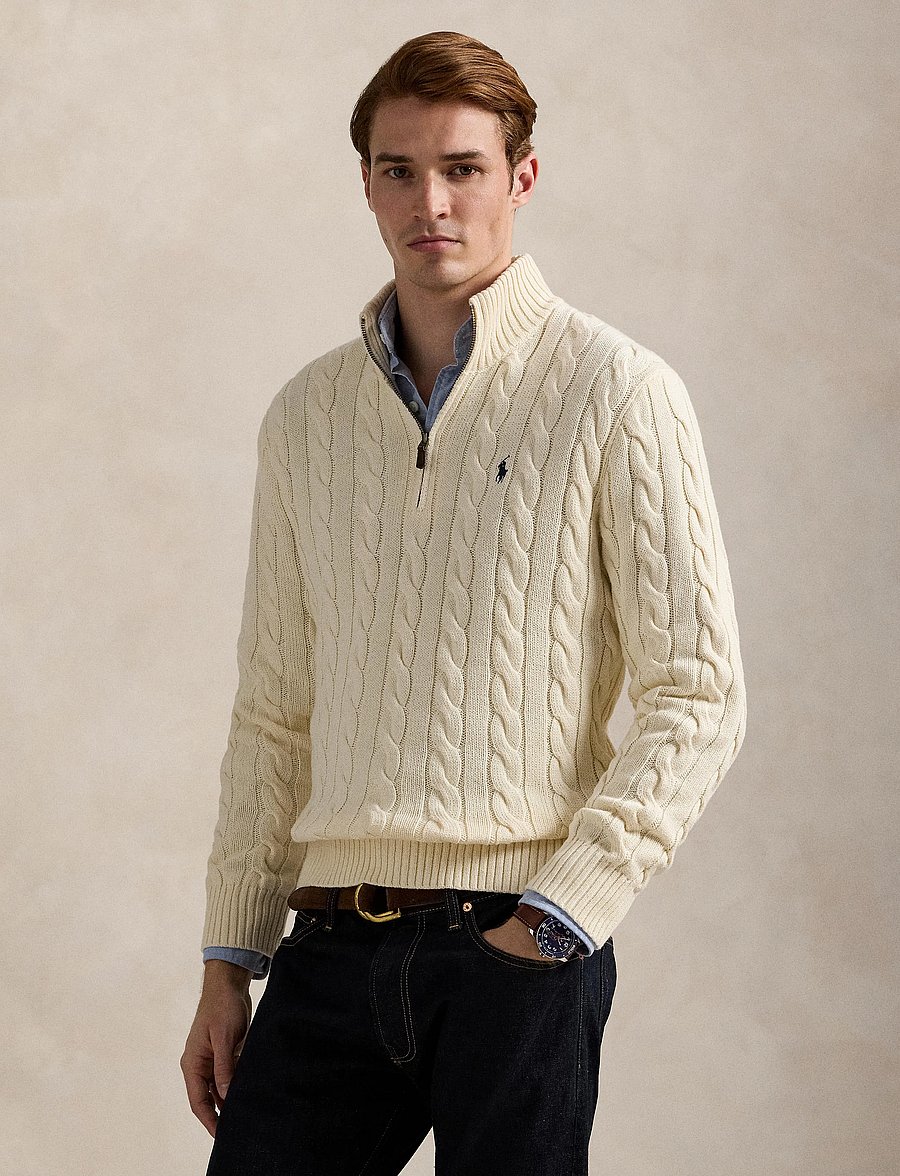 Polo Ralph Lauren - 5/1 ROVING COTTON-LSL-PLO - half zip jumpers - andover cream - 3