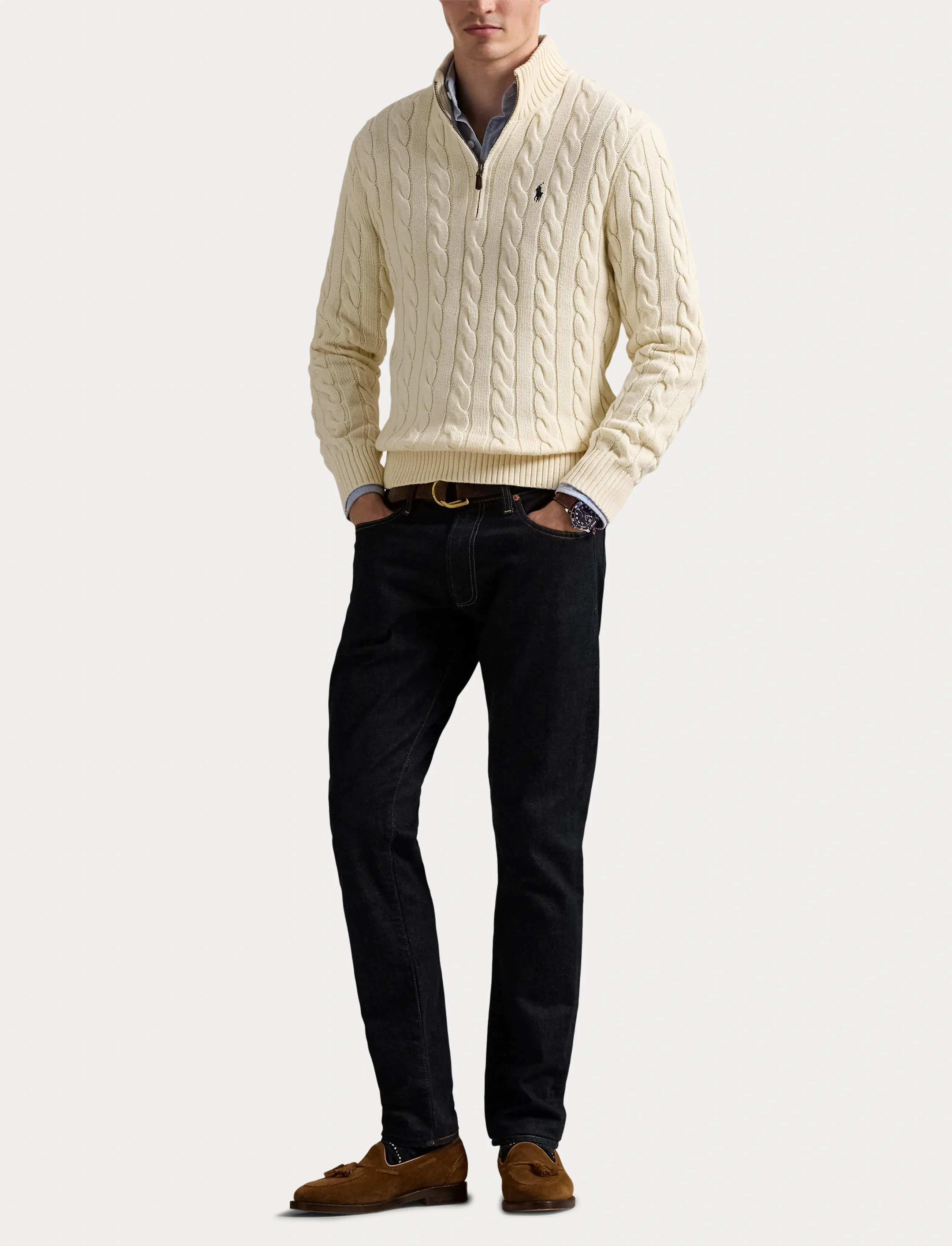 Polo Ralph Lauren - 5/1 ROVING COTTON-LSL-PLO - half zip jumpers - andover cream - 4