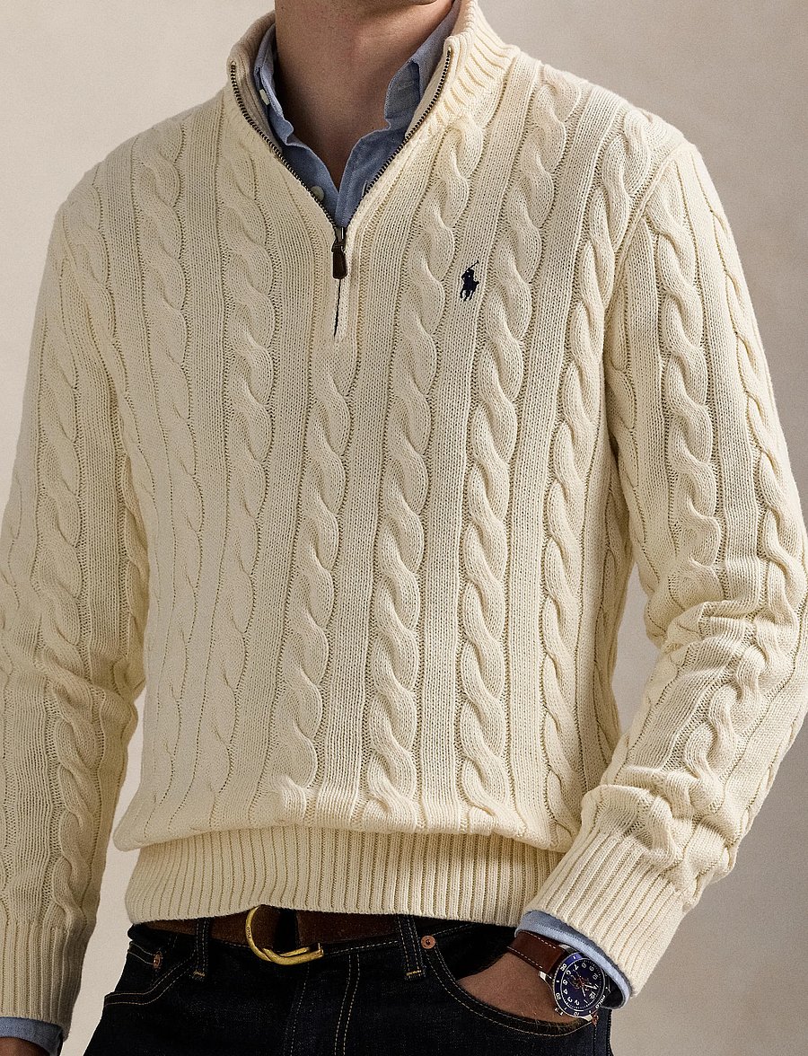 Polo Ralph Lauren - 5/1 ROVING COTTON-LSL-PLO - half zip jumpers - andover cream - 5