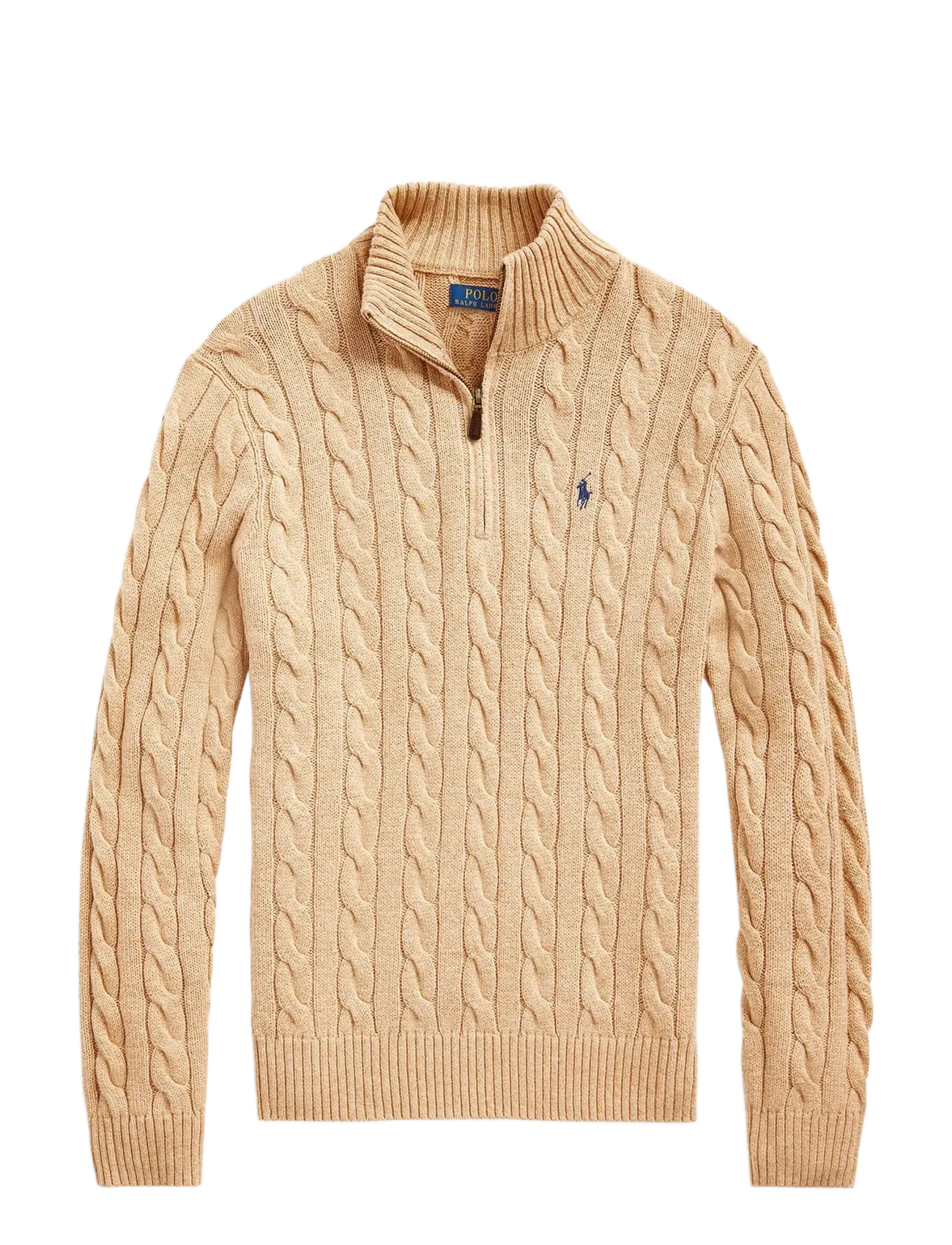 Polo Ralph Lauren Cable-Knit Cotton Quarter-Zip Sweater - Strik - CAMEL MELANGE / beige