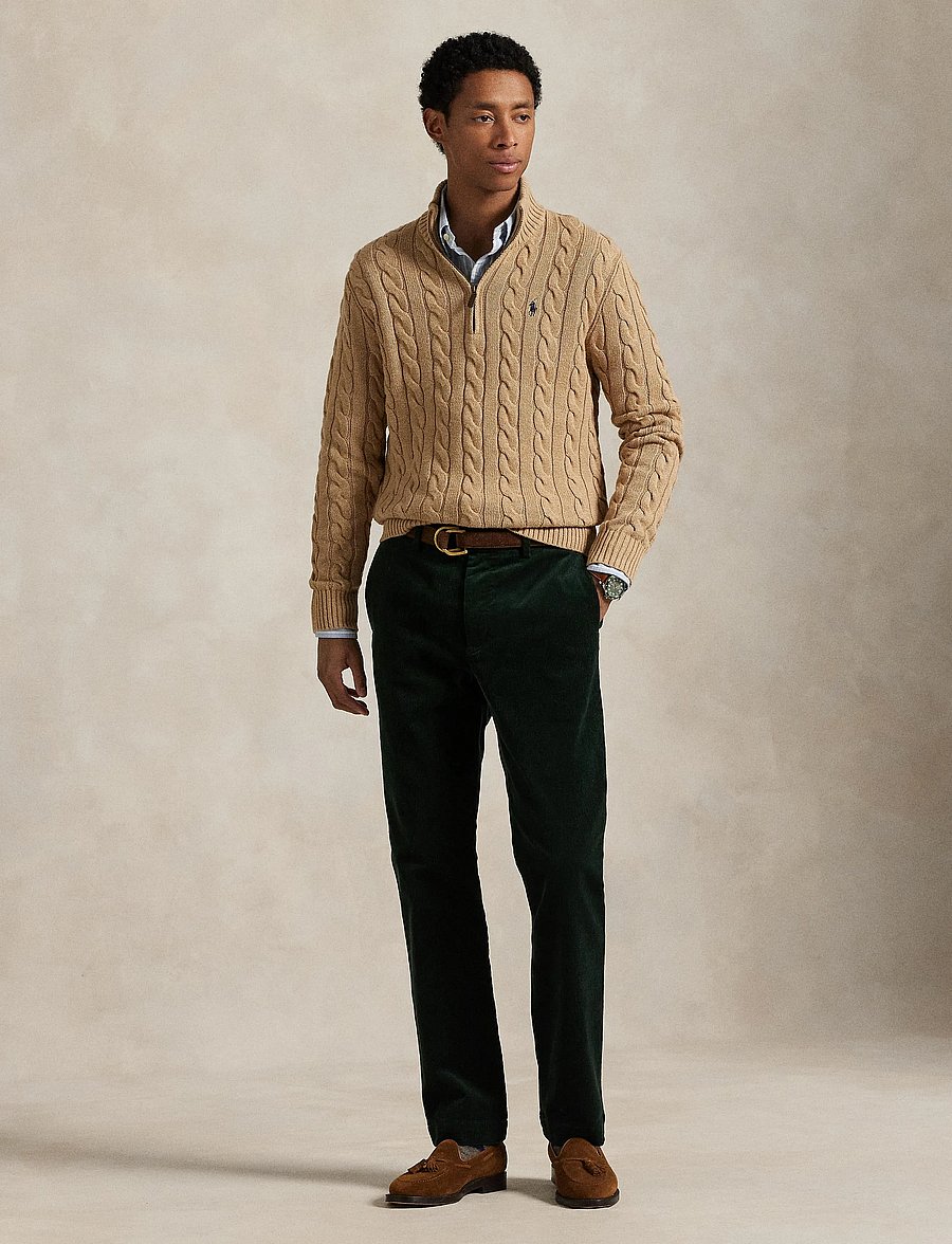 Polo Ralph Lauren - 5/1 ROVING COTTON-LSL-PLO - half zip jumpers - camel melange - 0
