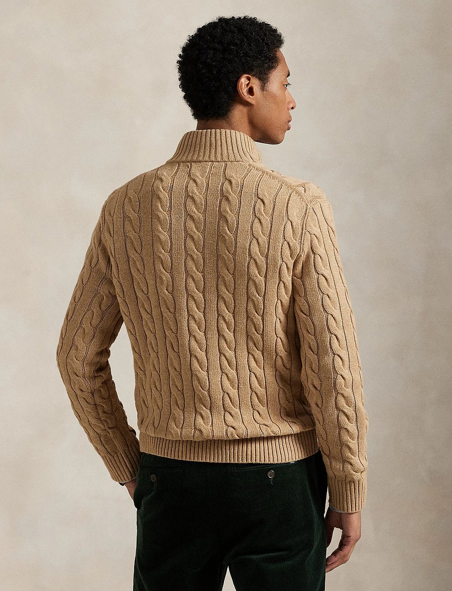 Polo Ralph Lauren - 5/1 ROVING COTTON-LSL-PLO - half zip jumpers - camel melange - 2