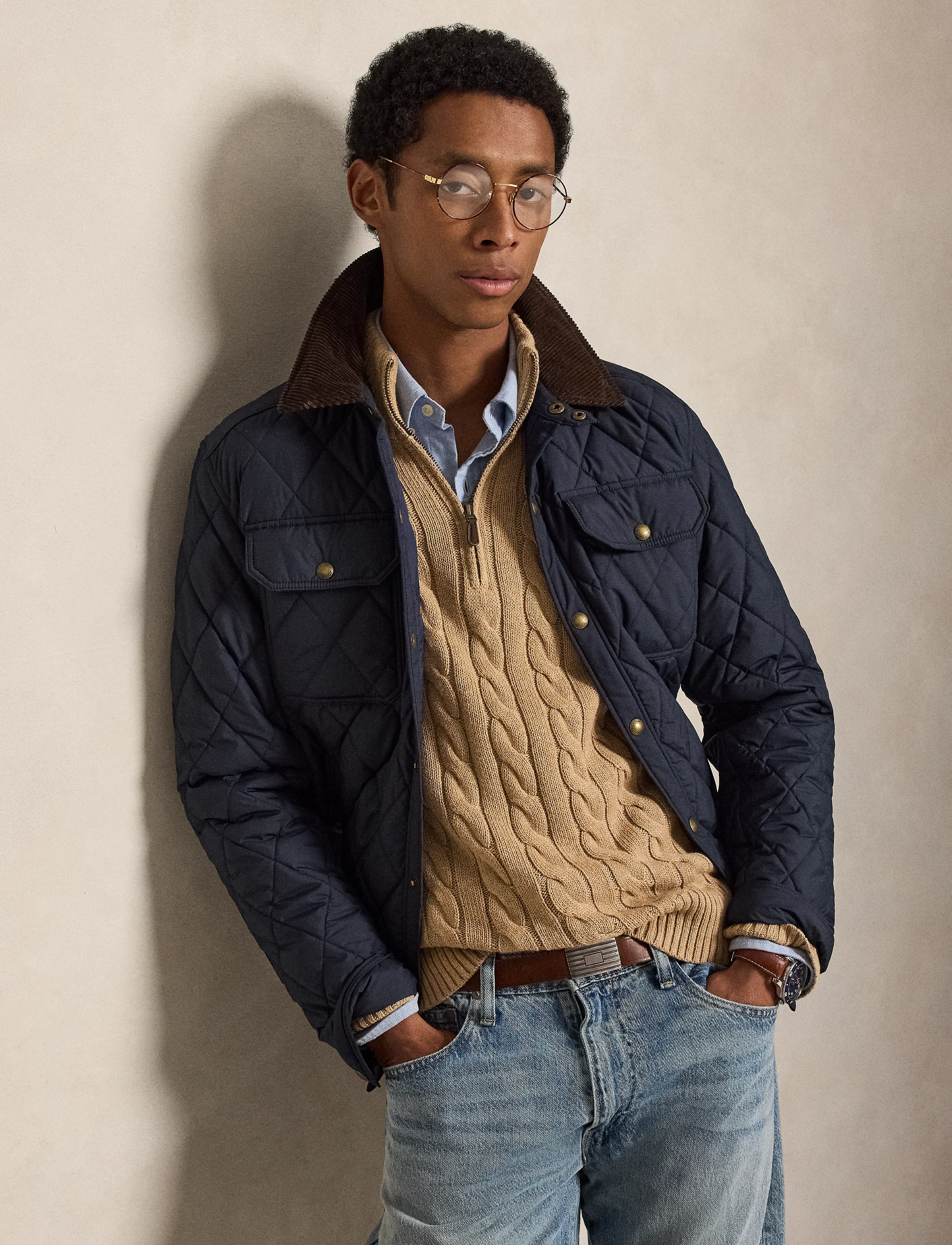 Polo Ralph Lauren - Cable-Knit Cotton Quarter-Zip Sweater - halfzip strik - camel melange - 3