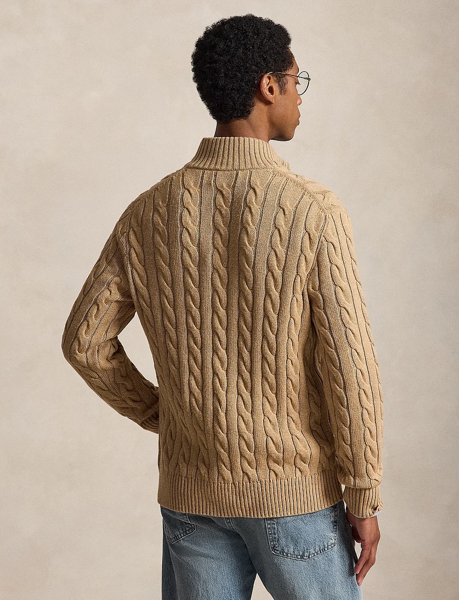 Polo Ralph Lauren - 5/1 ROVING COTTON-LSL-PLO - half zip jumpers - camel melange - 3