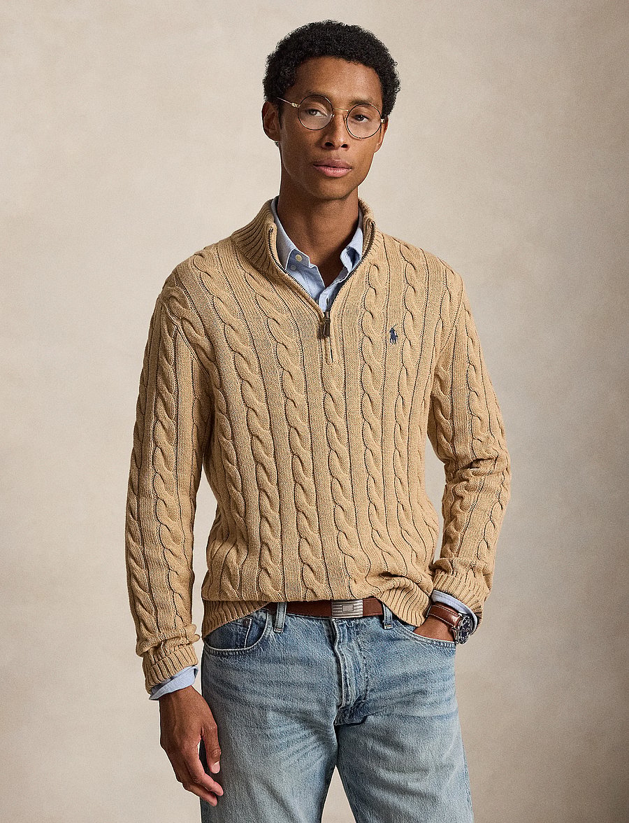 Polo Ralph Lauren - 5/1 ROVING COTTON-LSL-PLO - half zip - camel melange - 4