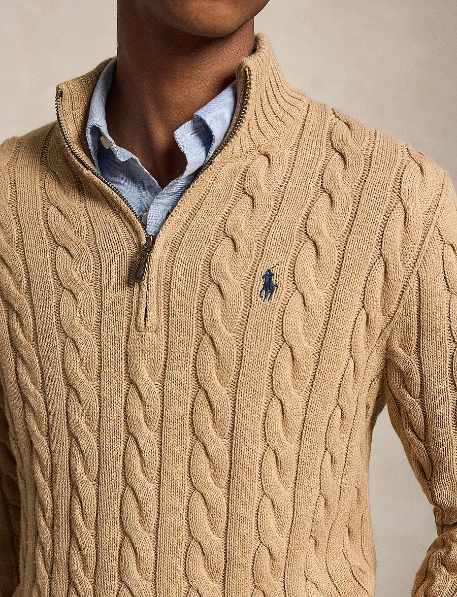 Polo Ralph Lauren - 5/1 ROVING COTTON-LSL-PLO - half zip jumpers - camel melange - 4