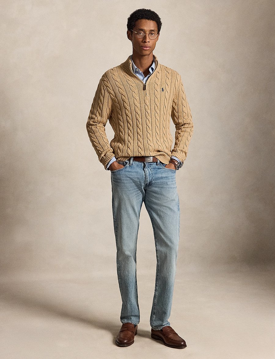 Polo Ralph Lauren - 5/1 ROVING COTTON-LSL-PLO - half zip jumpers - camel melange - 5
