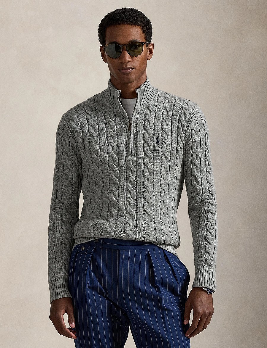 Polo Ralph Lauren - 5/1 ROVING COTTON-LSL-PLO - half zip - fawn grey heather - 4