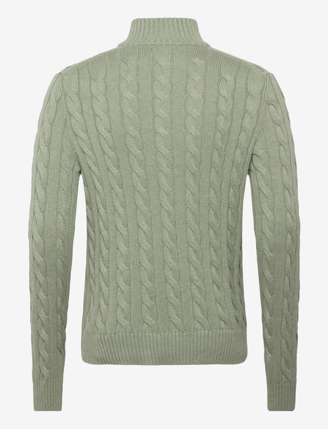 Polo Ralph Lauren - Cable-Knit Cotton Quarter-Zip Sweater - half zip-tröjor - fern green heathe - 1