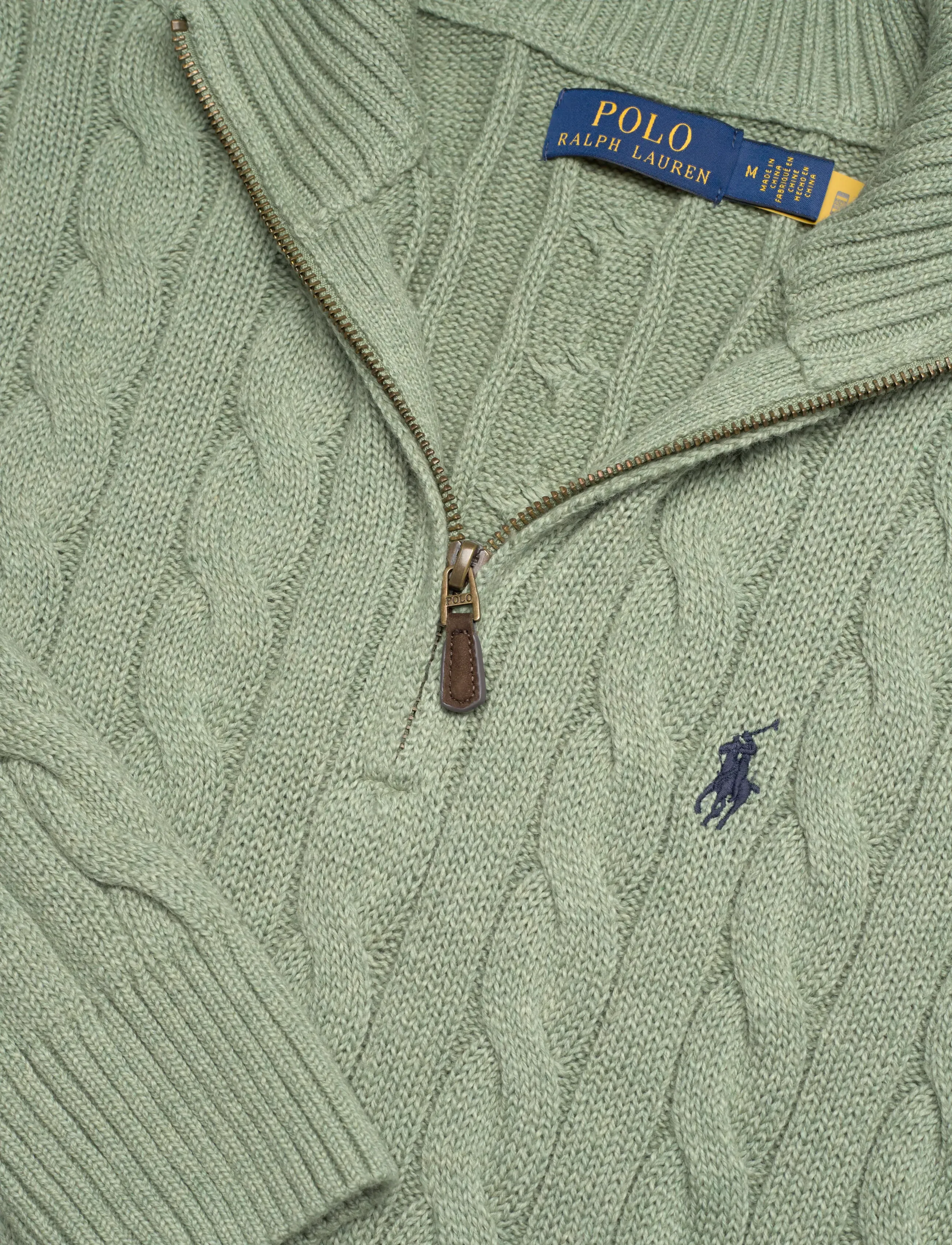 Polo Ralph Lauren - 5/1 ROVING COTTON-LSL-PLO - halfzip strik - fern green heathe - 2
