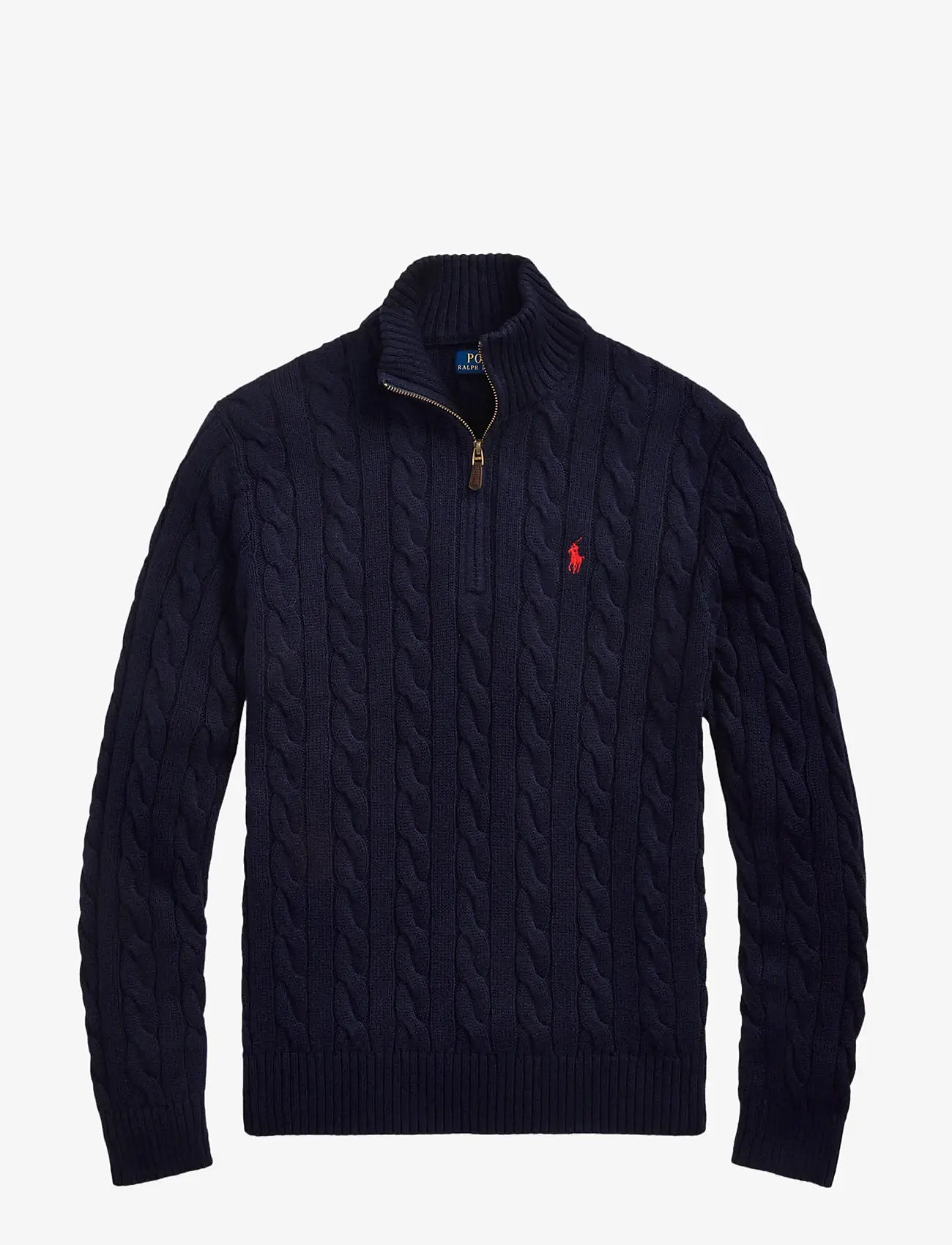 Polo Ralph Lauren - Cable-Knit Cotton Quarter-Zip Sweater - half zip-tröjor - hunter navy - 1