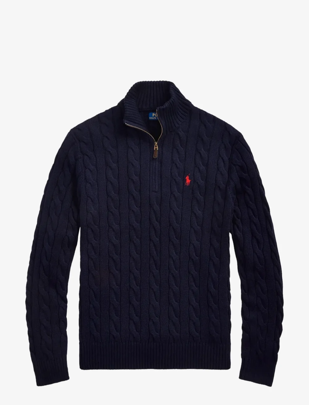 Polo Ralph Lauren - Cable-Knit Cotton Quarter-Zip Sweater - pullover mit halbem reißverschluss - hunter navy - 1