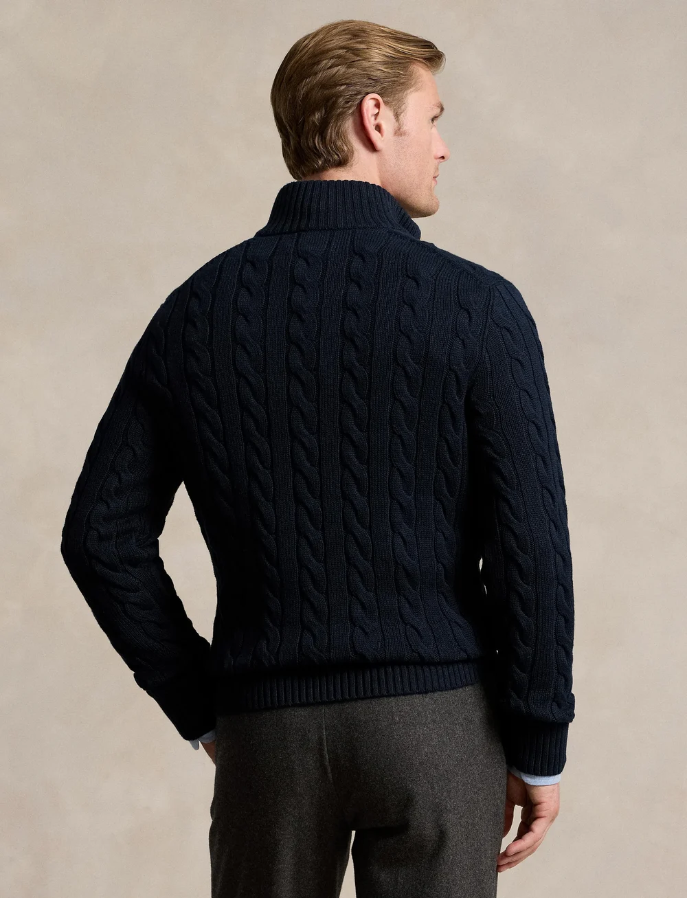 Polo Ralph Lauren - Cable-Knit Cotton Quarter-Zip Sweater - pullover mit halbem reißverschluss - hunter navy - 2