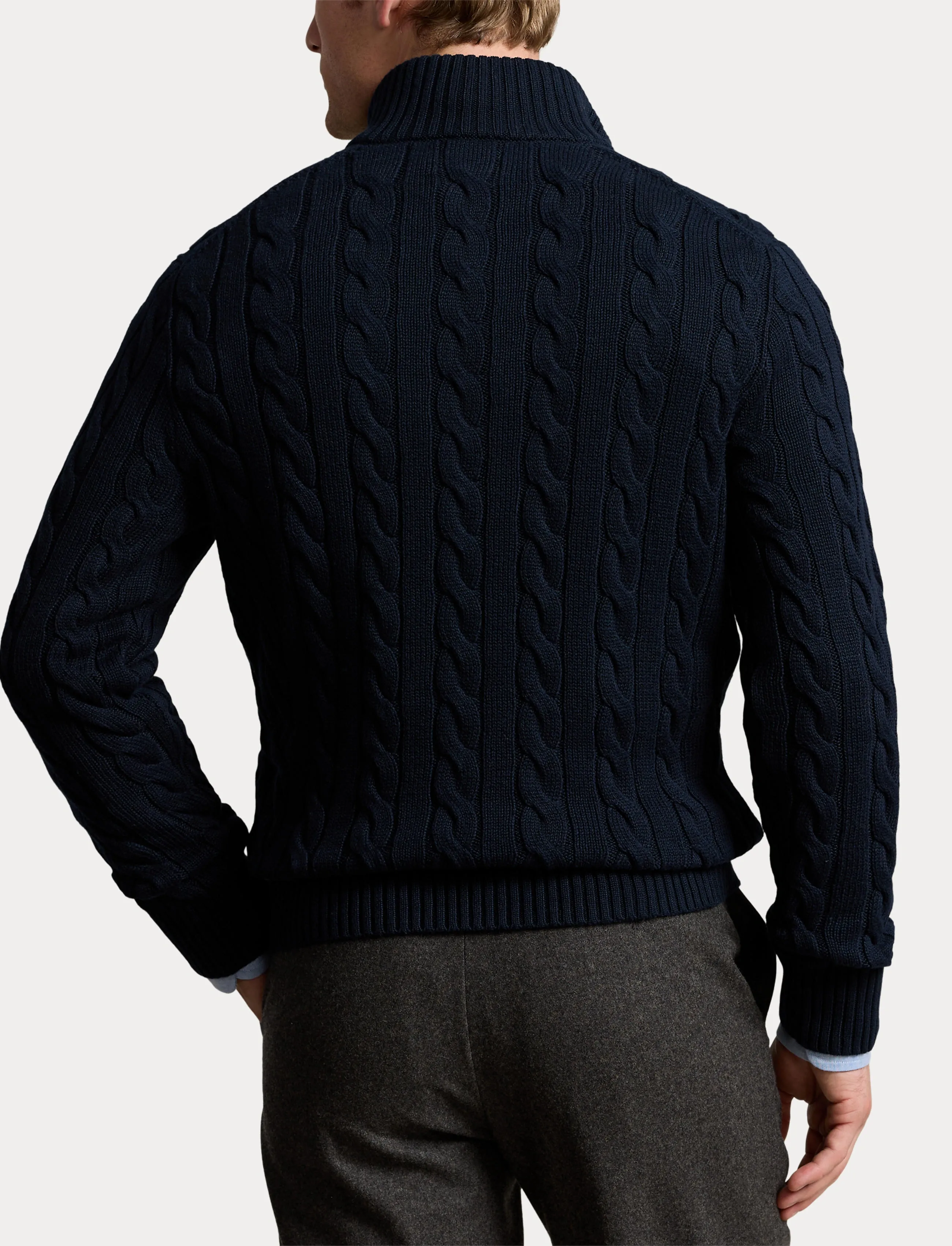 Polo Ralph Lauren Cable-Knit Cotton Quarter-Zip Sweater - Meestele - HUNTER NAVY / navy