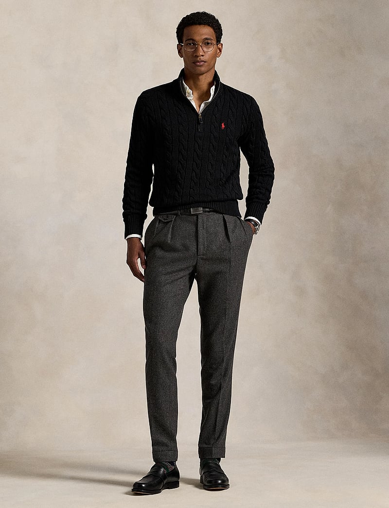 Polo Ralph Lauren - Cable-Knit Cotton Quarter-Zip Sweater - half zip-trøjer - polo black - 0