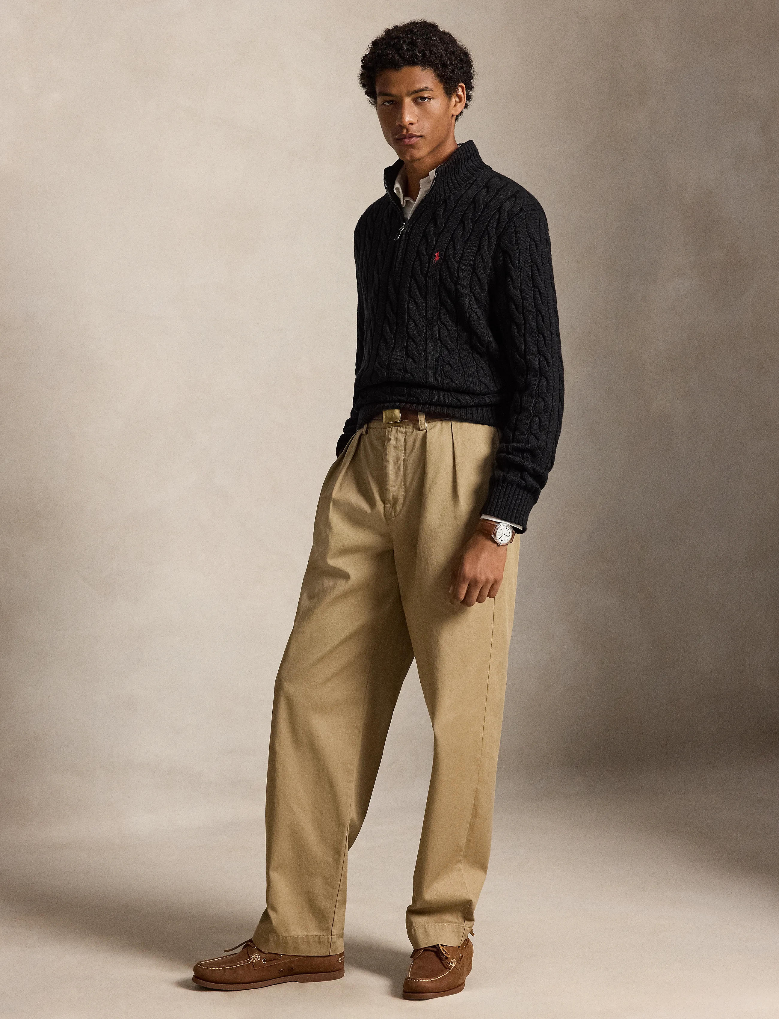 Polo Ralph Lauren - Cable-Knit Cotton Quarter-Zip Sweater - halfzip strik - polo black - 4