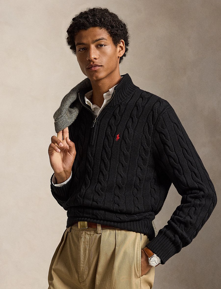 Polo Ralph Lauren - 5/1 ROVING COTTON-LSL-PLO - half zip-trøjer - polo black - 5