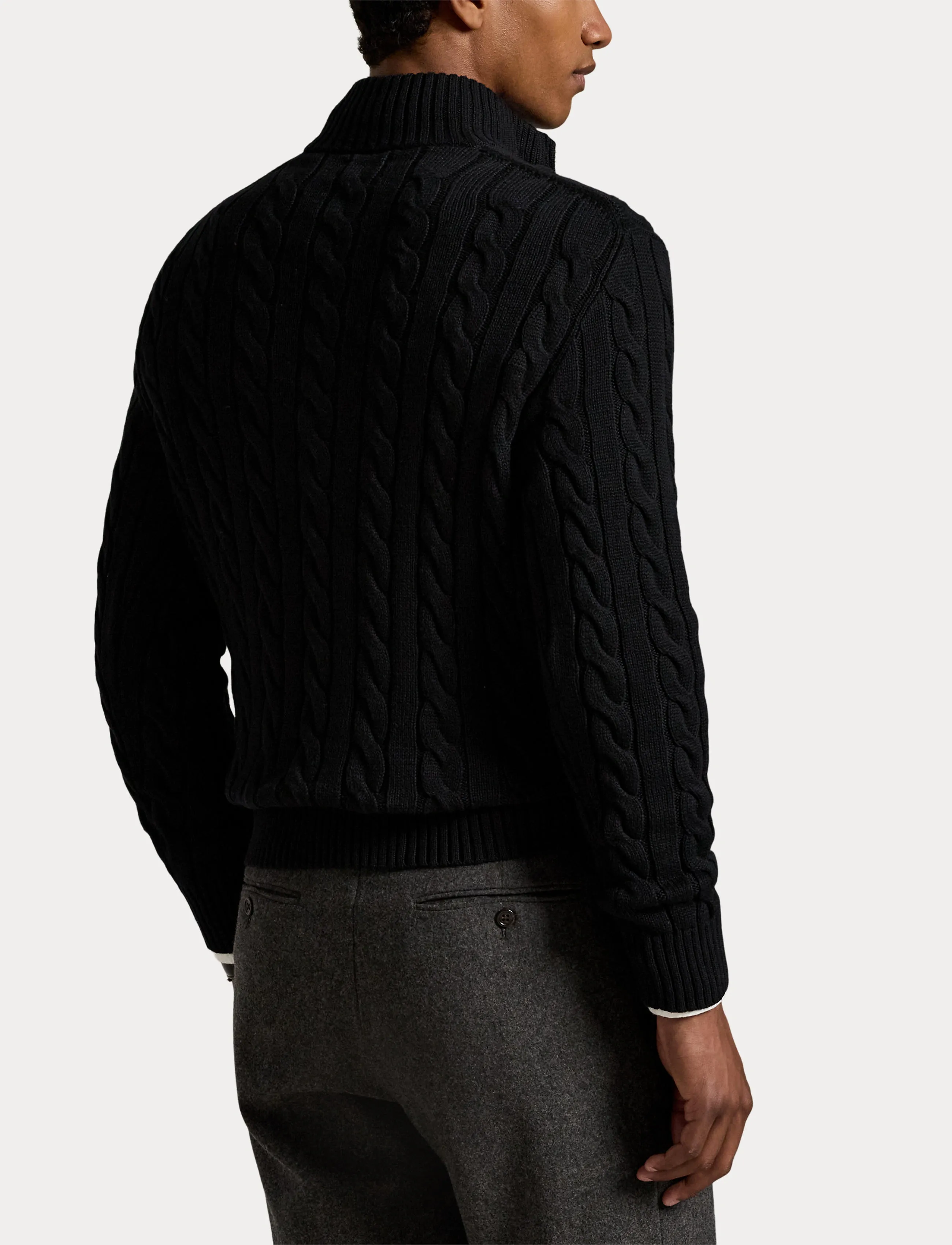 Polo Ralph Lauren Cable-Knit Cotton Quarter-Zip Sweater - Strickmode - POLO BLACK / black