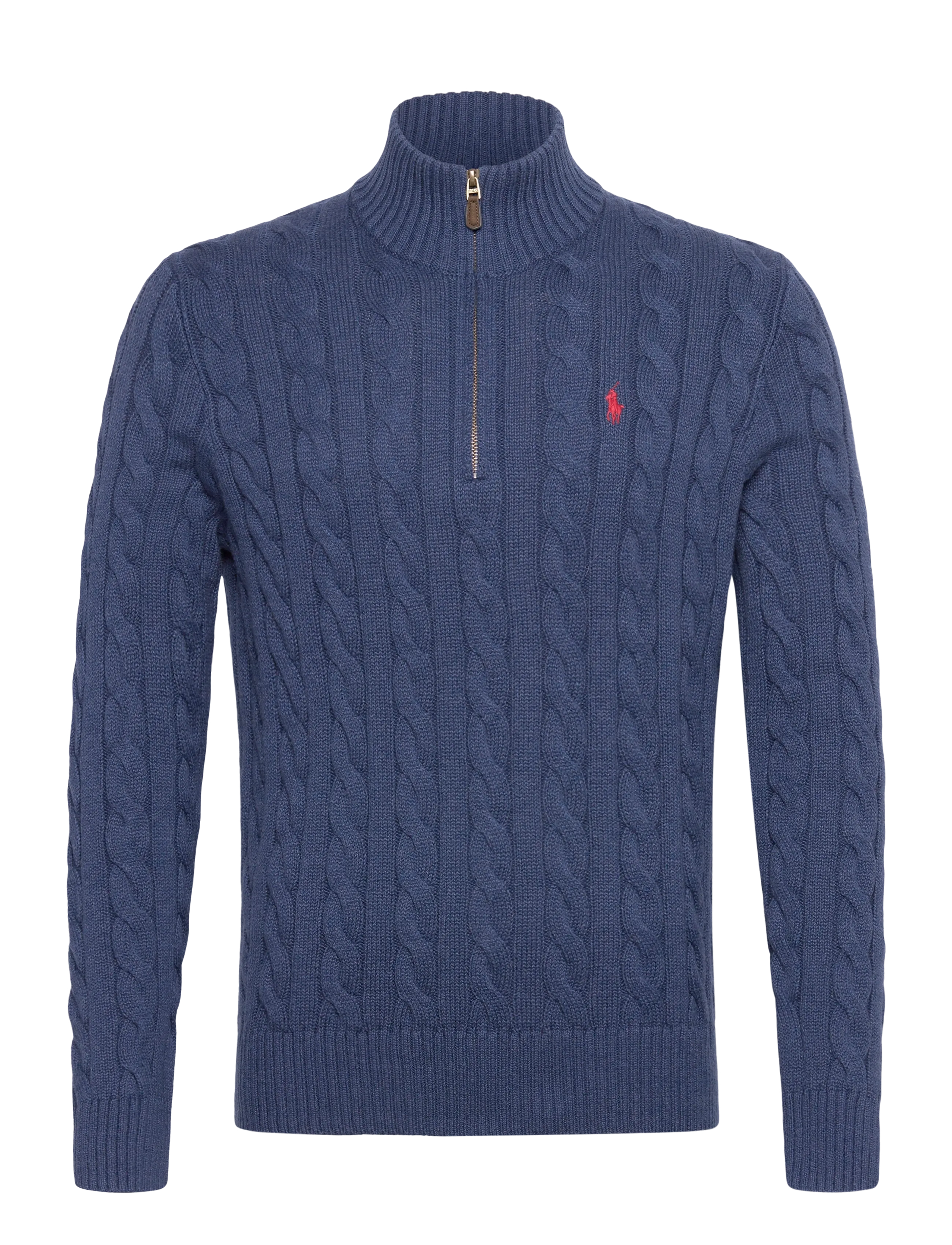 Cable-Knit Cotton Quarter-Zip Sweater - RUSTIC NAVY HEATH