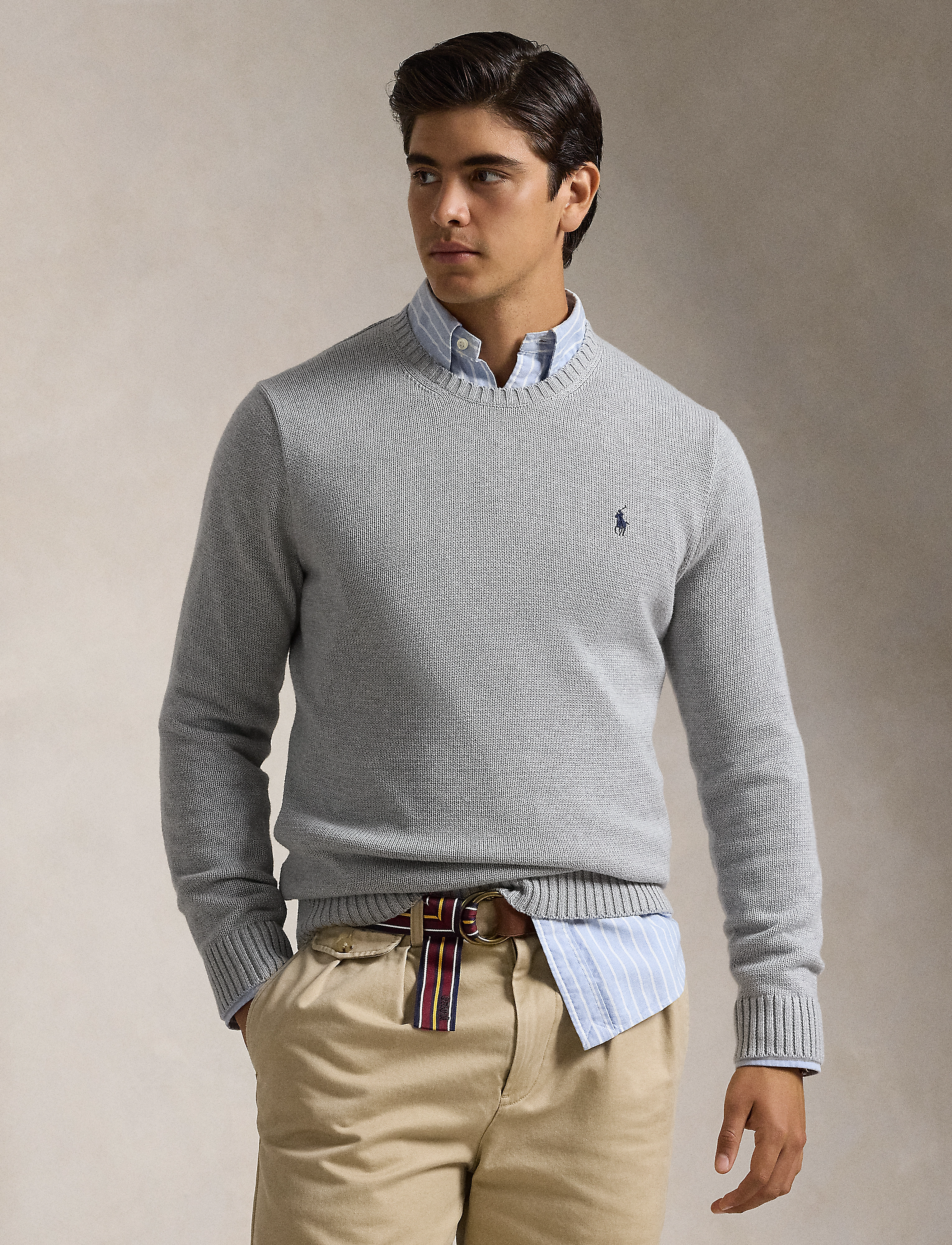 Polo Ralph Lauren Cotton Crewneck Sweater - Preppy - ANDOVER HEATHER / grey