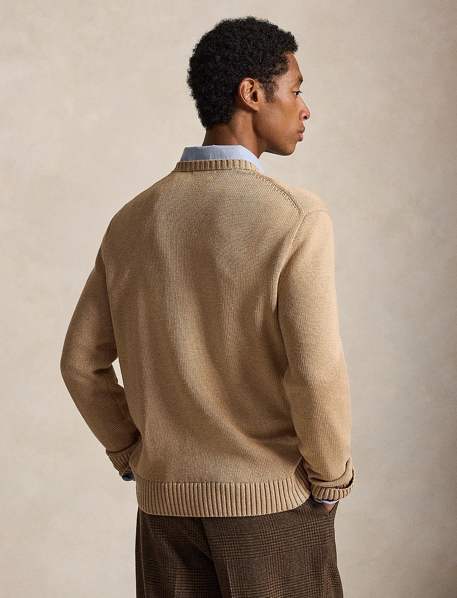 Polo Ralph Lauren - Cotton Crewneck Sweater - Ümara kaelusega - camel melange - 1
