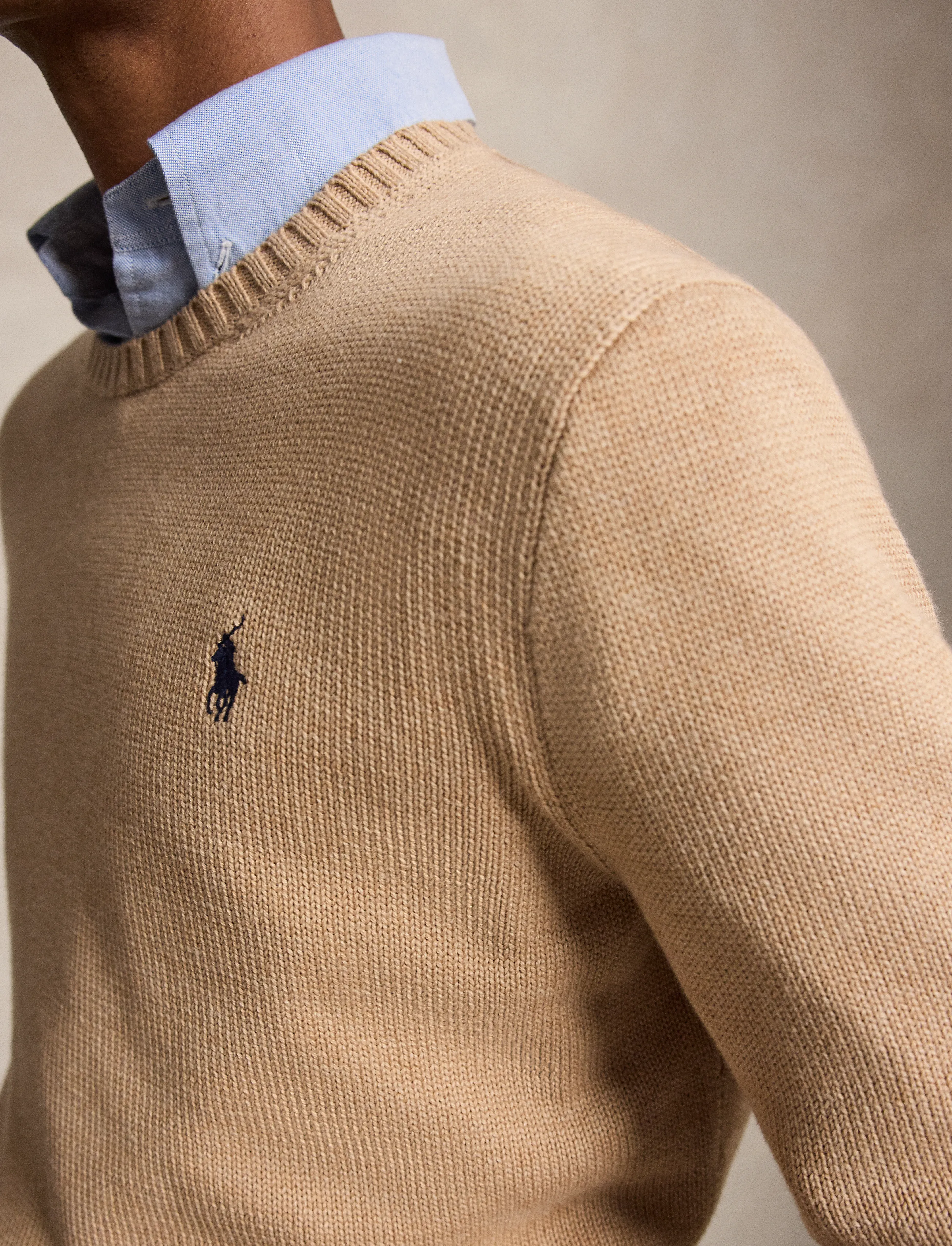 Polo Ralph Lauren - Cotton Crewneck Sweater - Ümara kaelusega - camel melange - 2