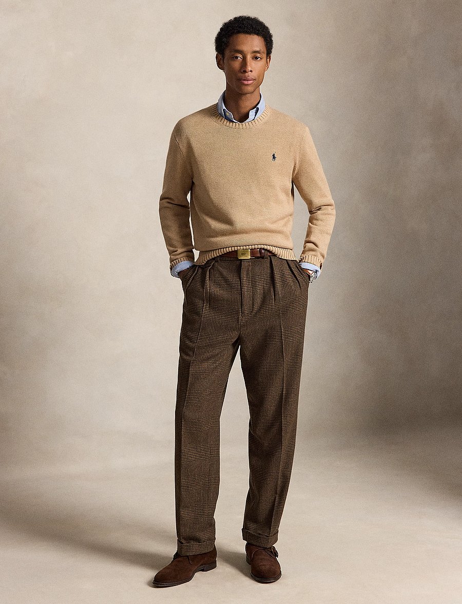 Polo Ralph Lauren - Cotton Crewneck Sweater - Ümara kaelusega - camel melange - 3