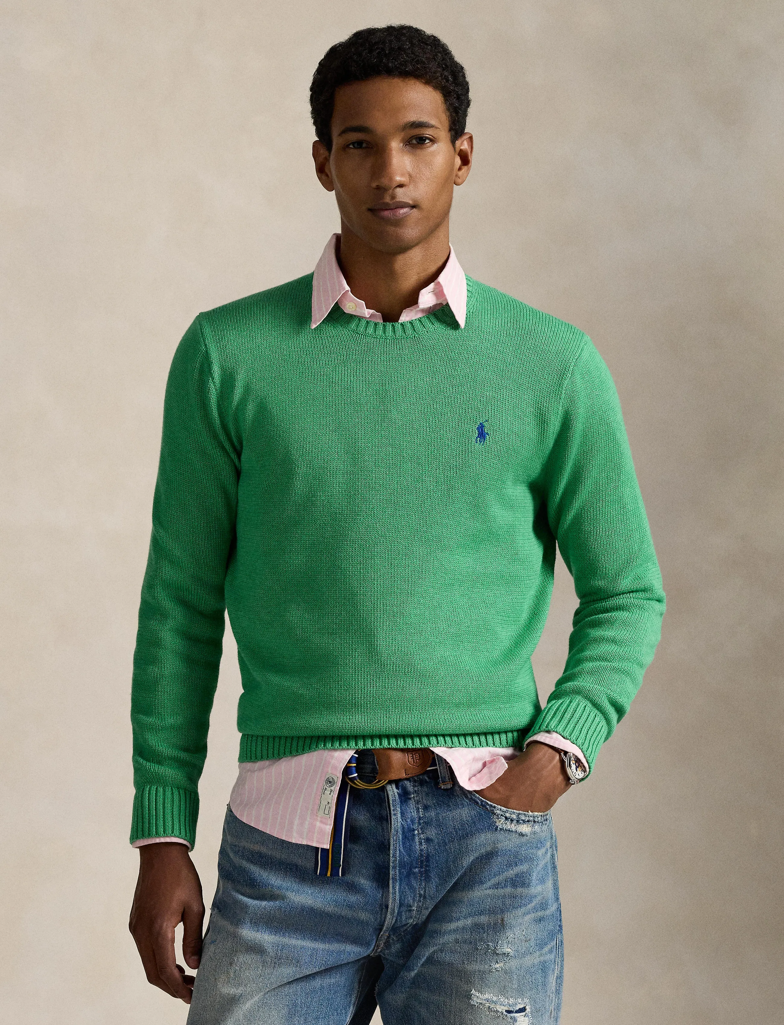 Polo Ralph Lauren - COTTON-LSCNPP7GG - pulls col rond - palm green heathe - 3